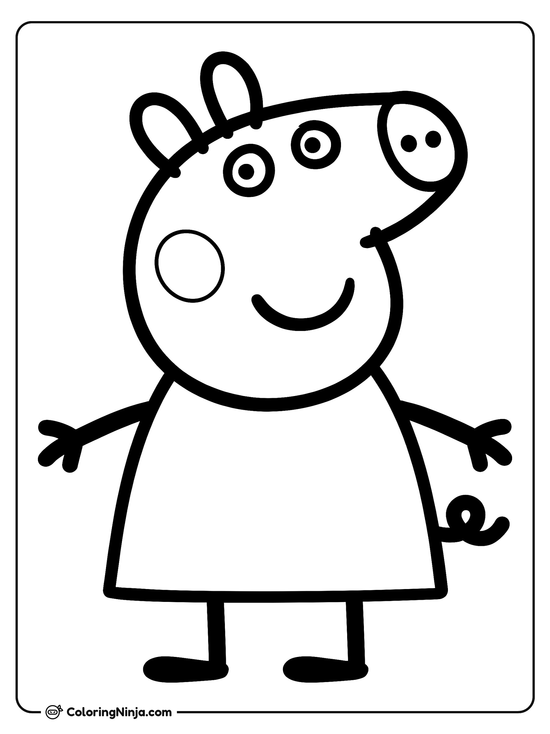 Peppa Pig de Pie con Brazos Abiertos: dibujo para colorear