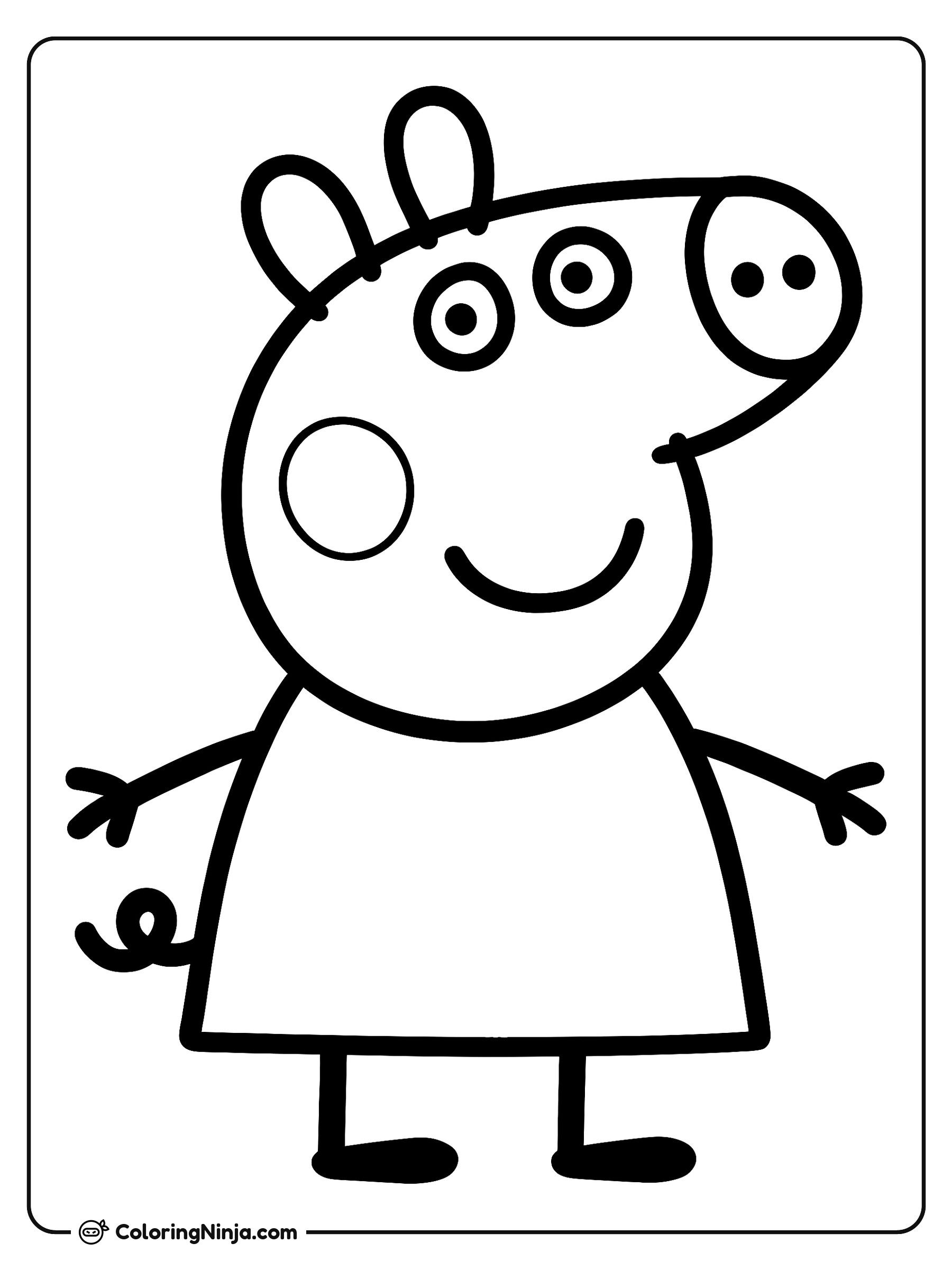 Retrato de cuerpo entero de Peppa Pig: dibujo para colorear