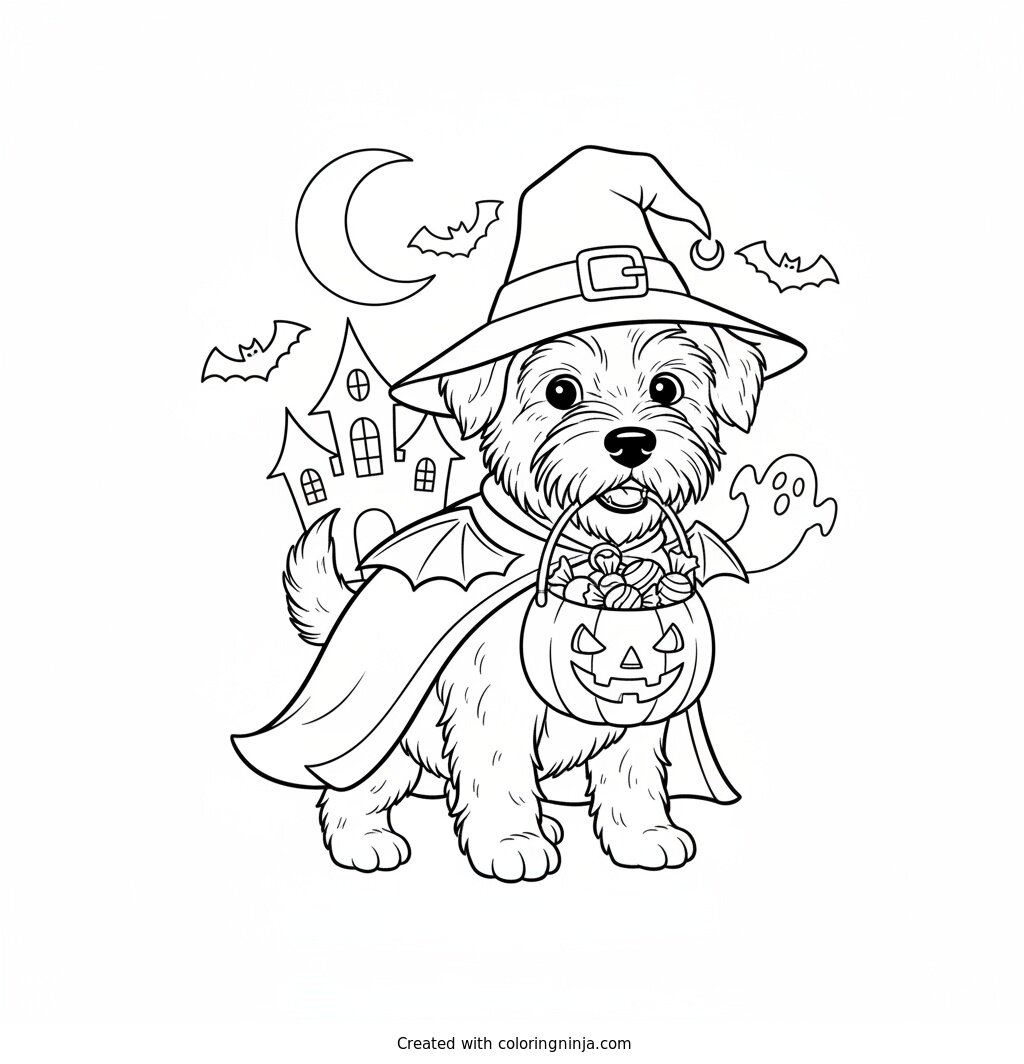 Perro Halloween Coloring Page