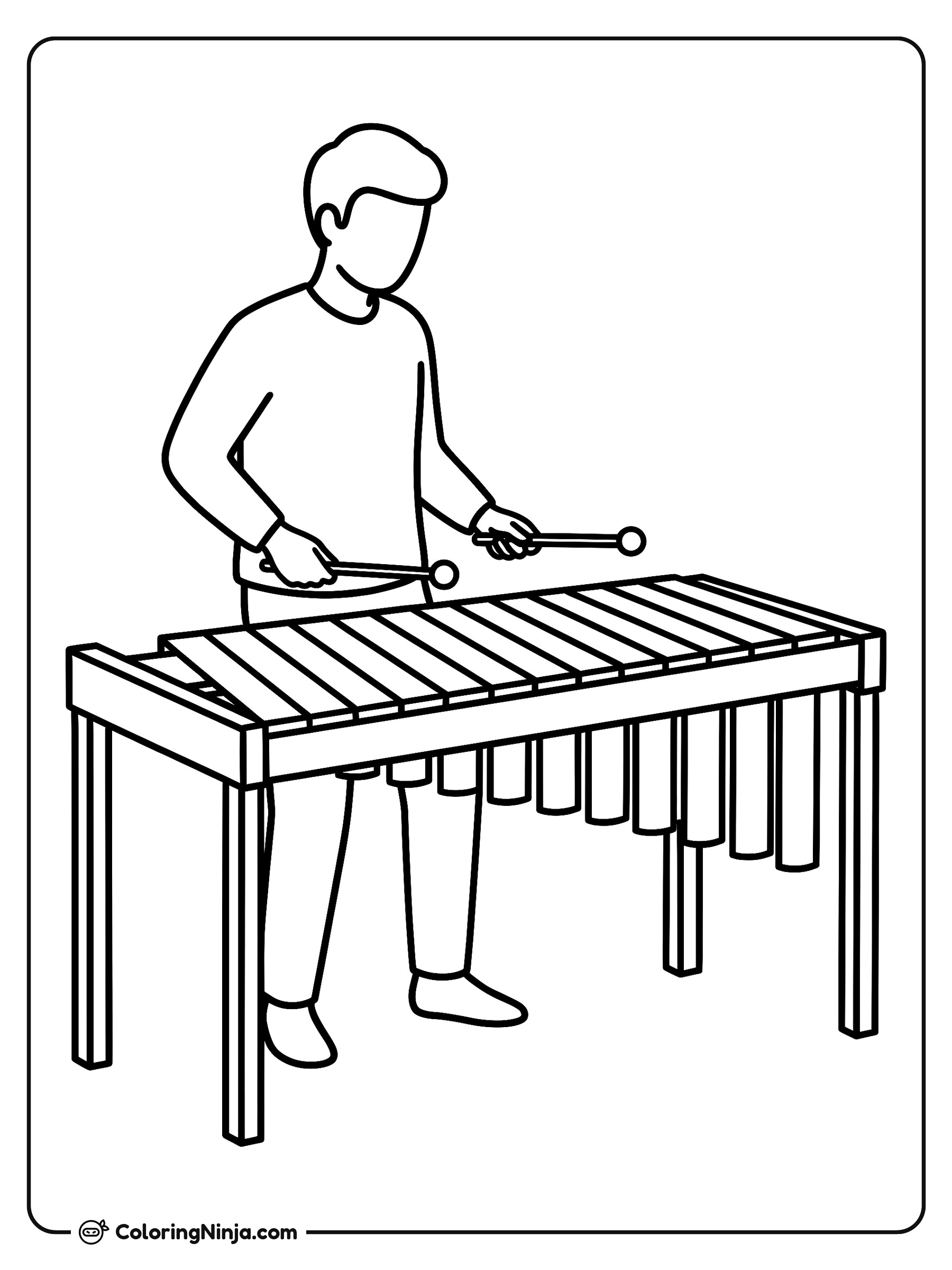 Una Persona Tocando el Xilófono: dibujo para colorear