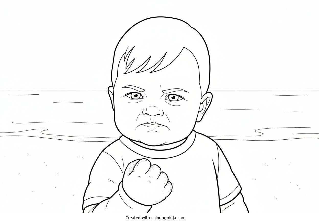 A coloring page of Success baby meme coloring page