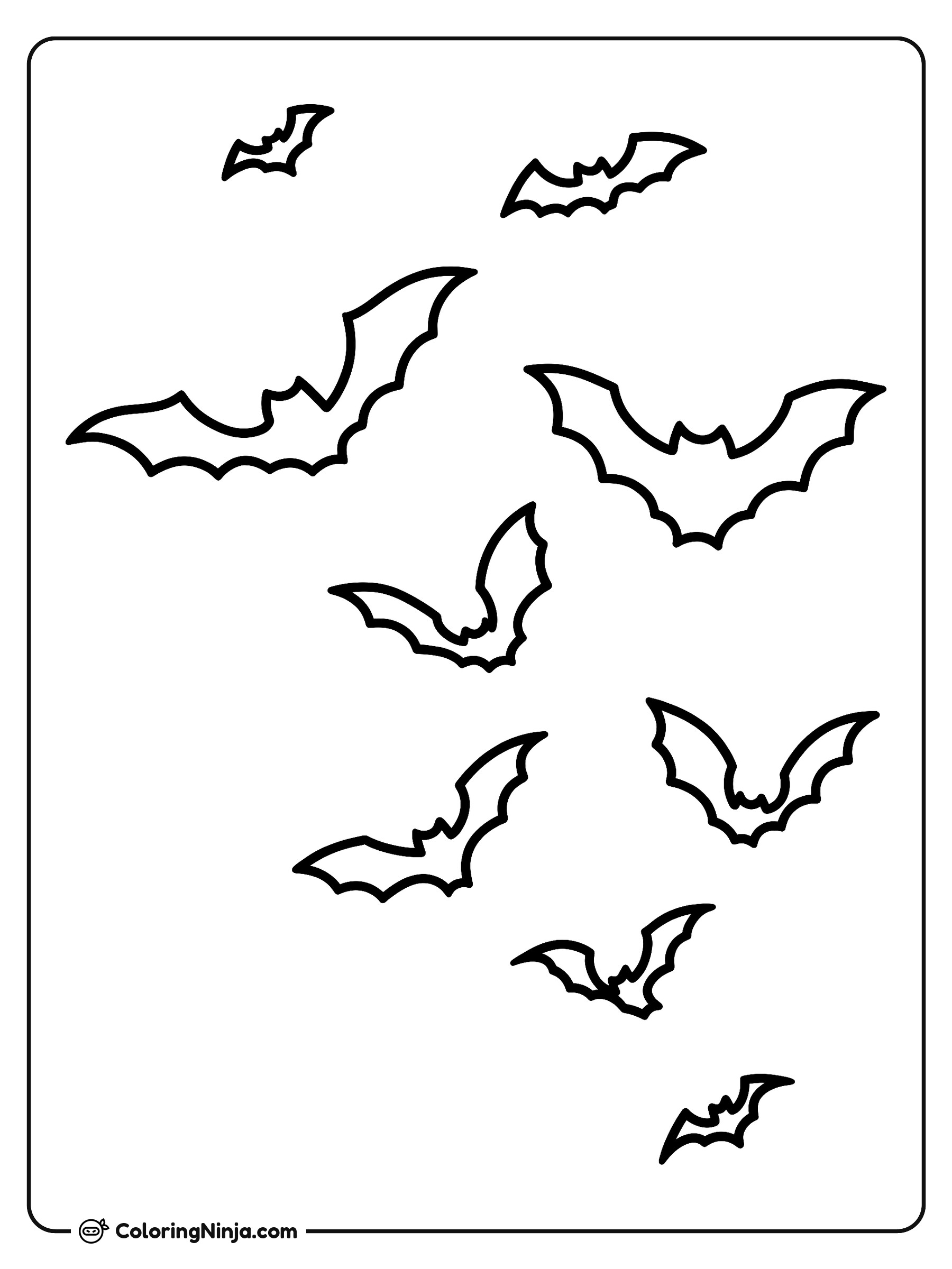 Murciélagos volando en el cielo: dibujo para colorear