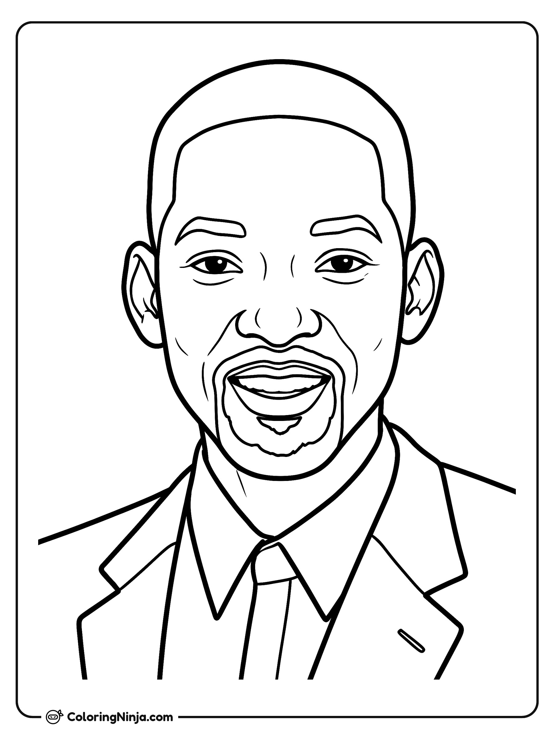 Will Smith sonriendo a la cámara: dibujo para colorear