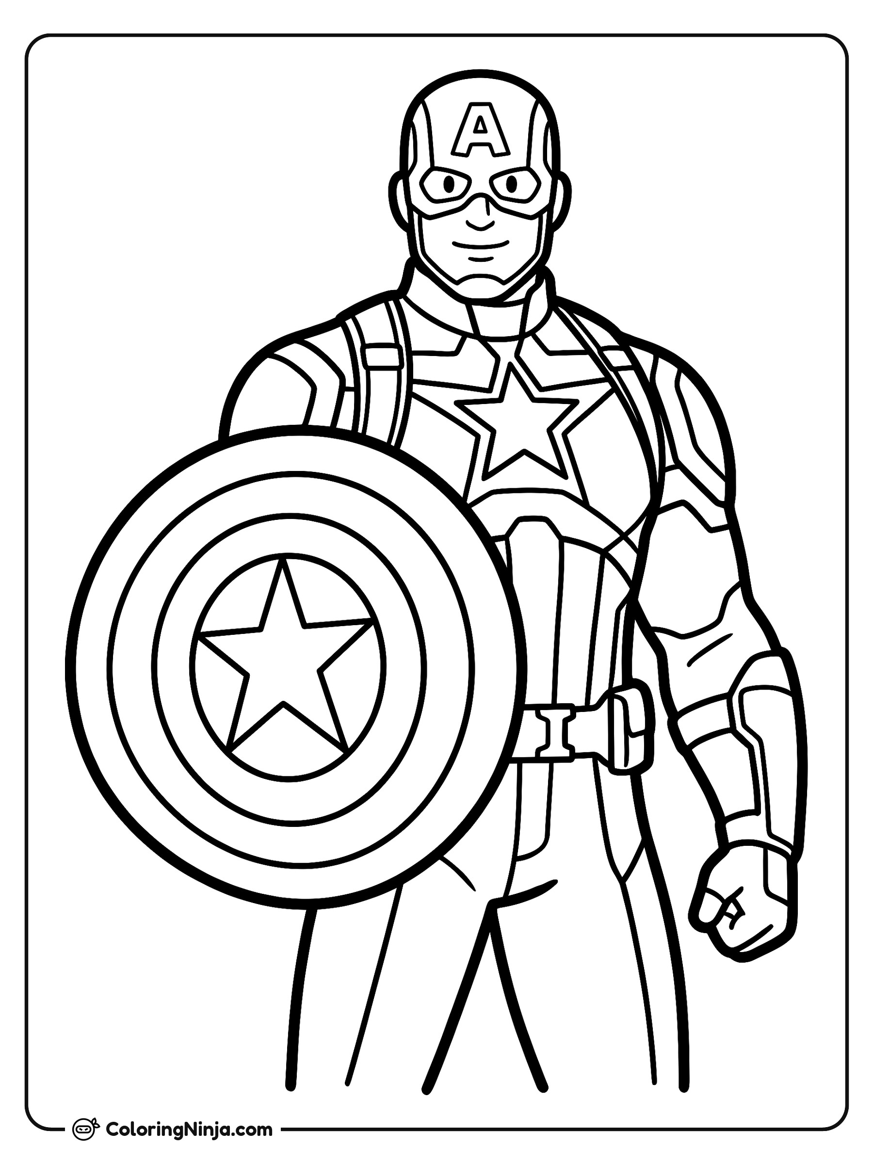 Capitán América con su Escudo: dibujo para colorear