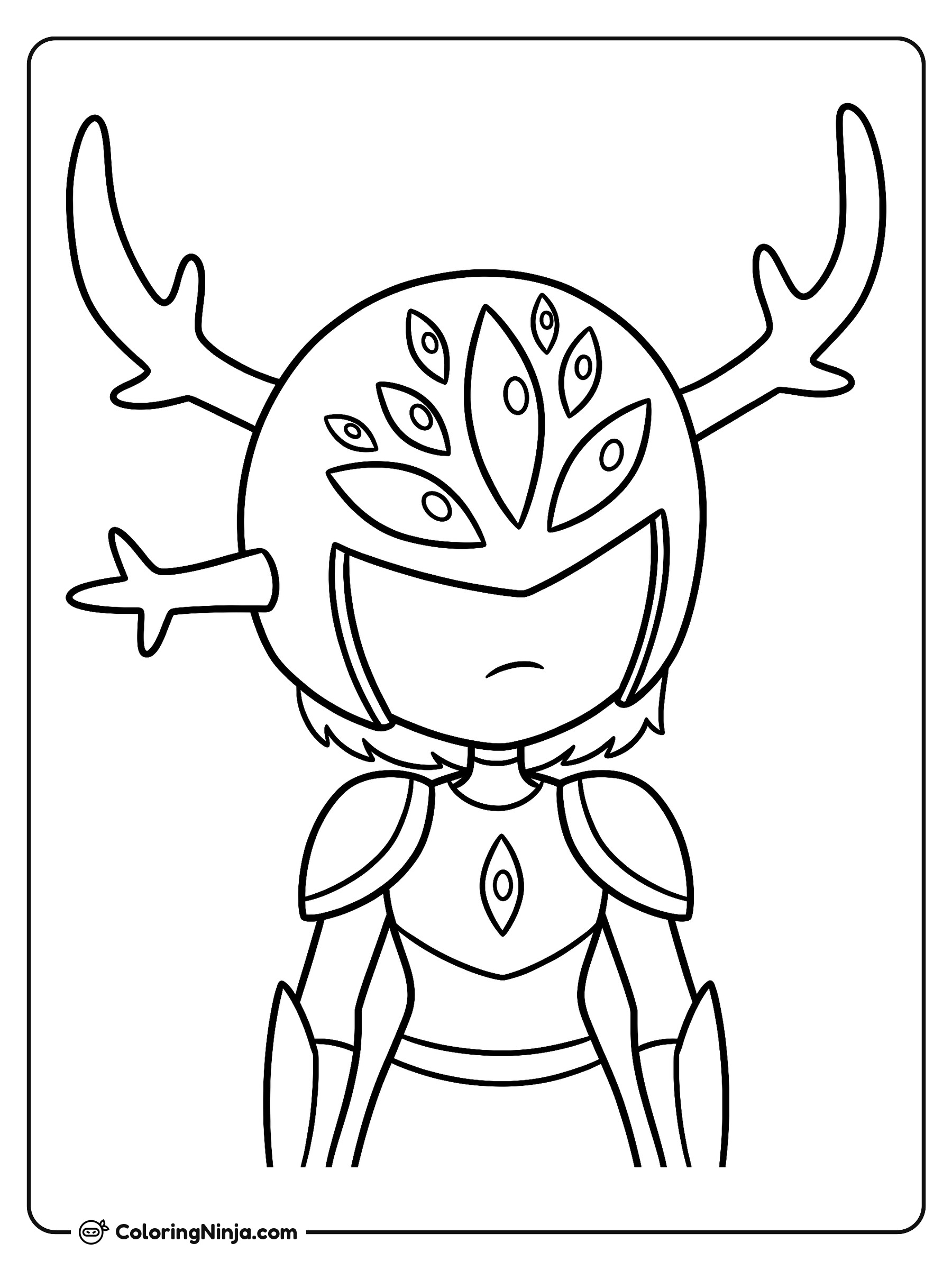 Guerrero con casco de astas: dibujo para colorear