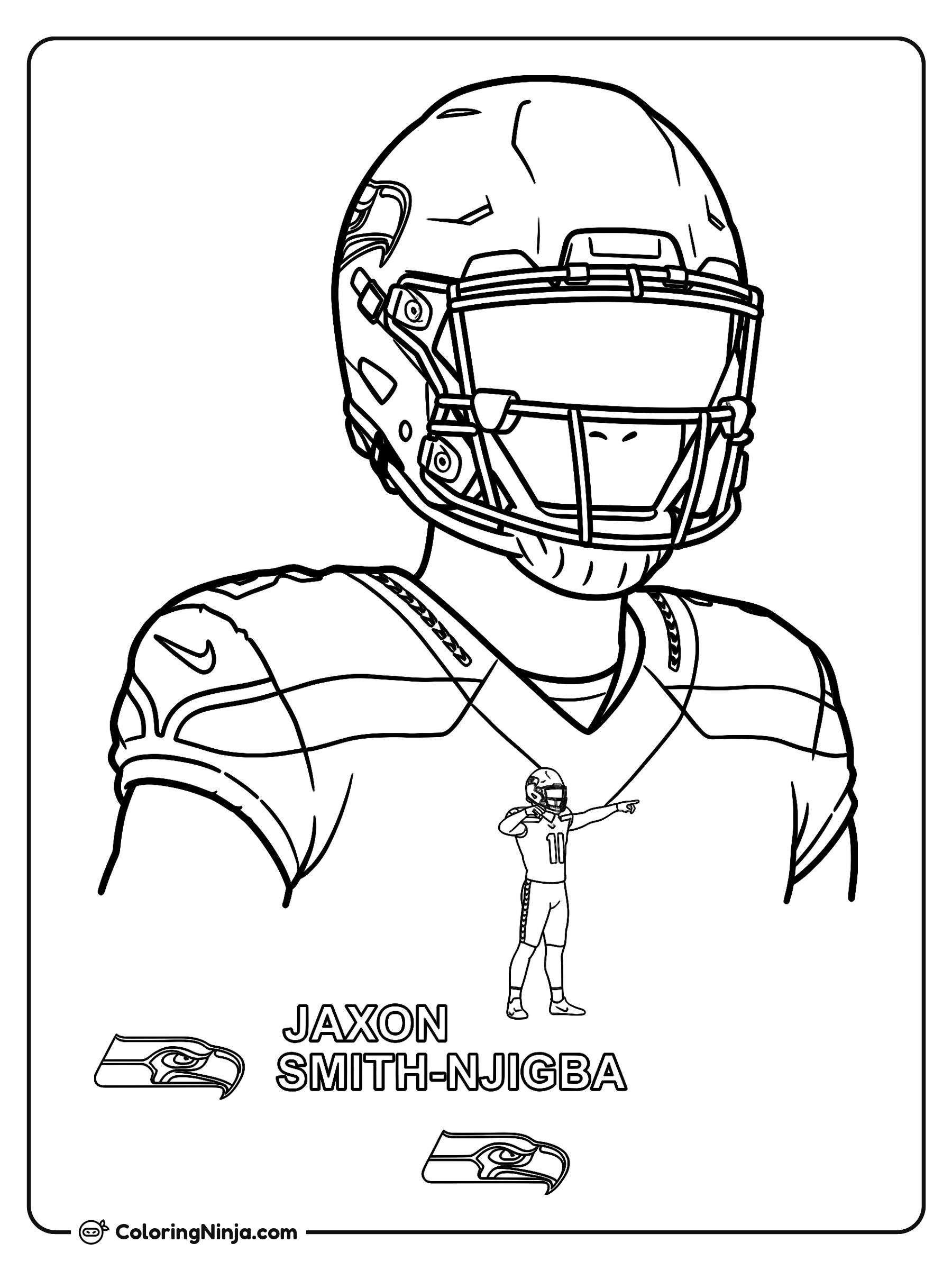 Jugador de Fútbol Americano con Uniforme Completo: dibujo para colorear