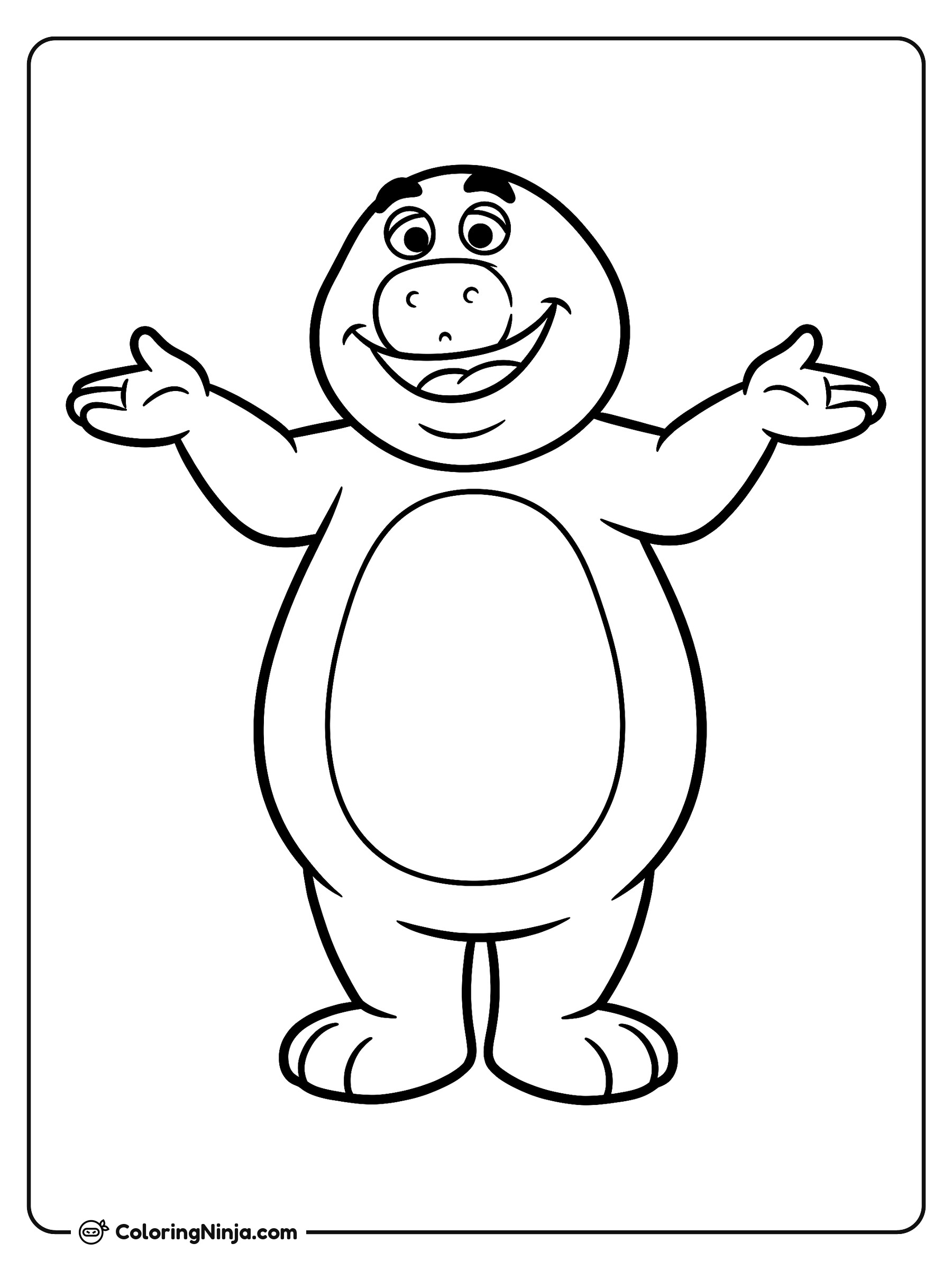 Dinosaurio sonriente con los brazos abiertos: dibujo para colorear