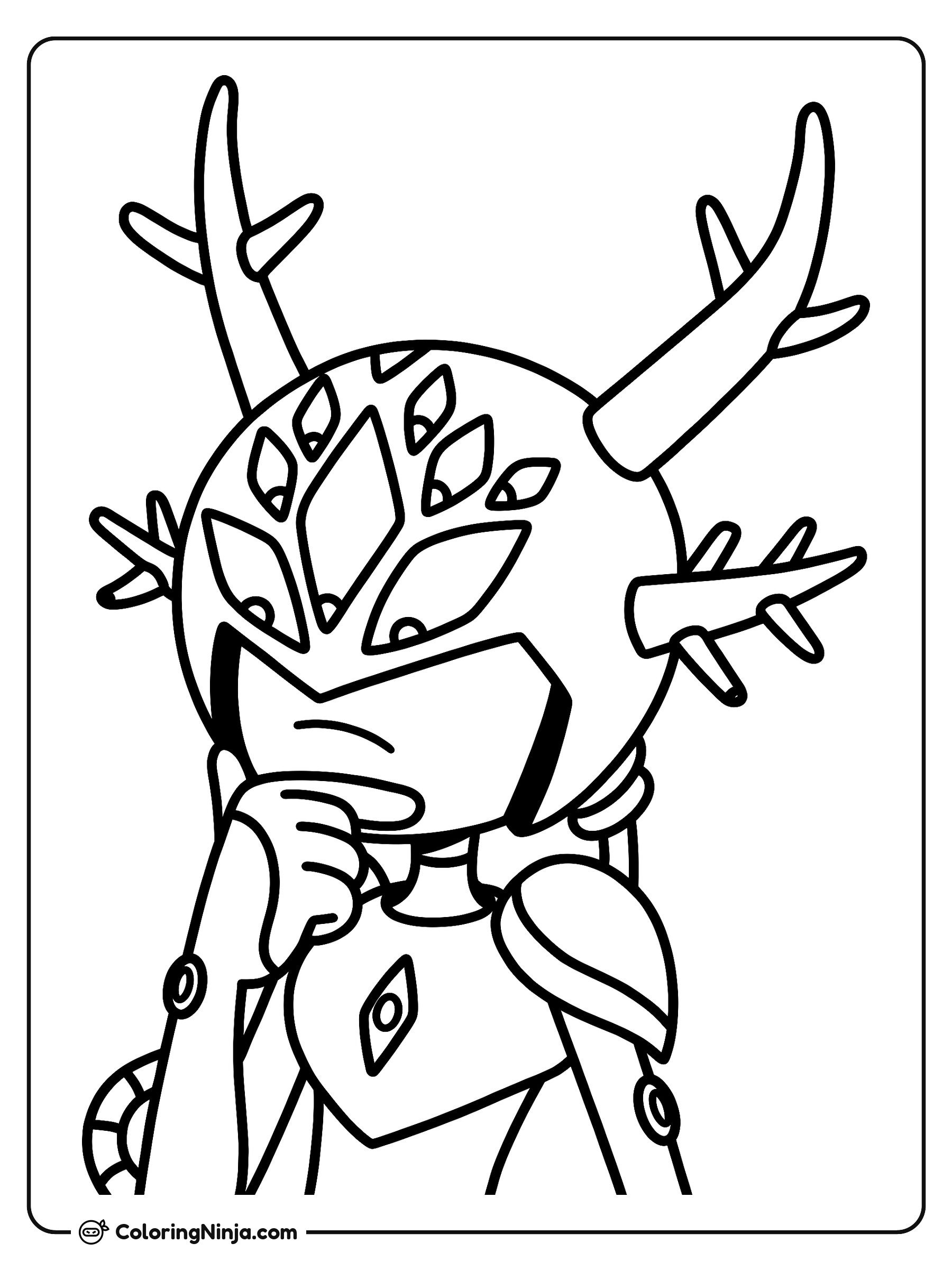 Figura con Armadura Pensando Profundamente: dibujo para colorear