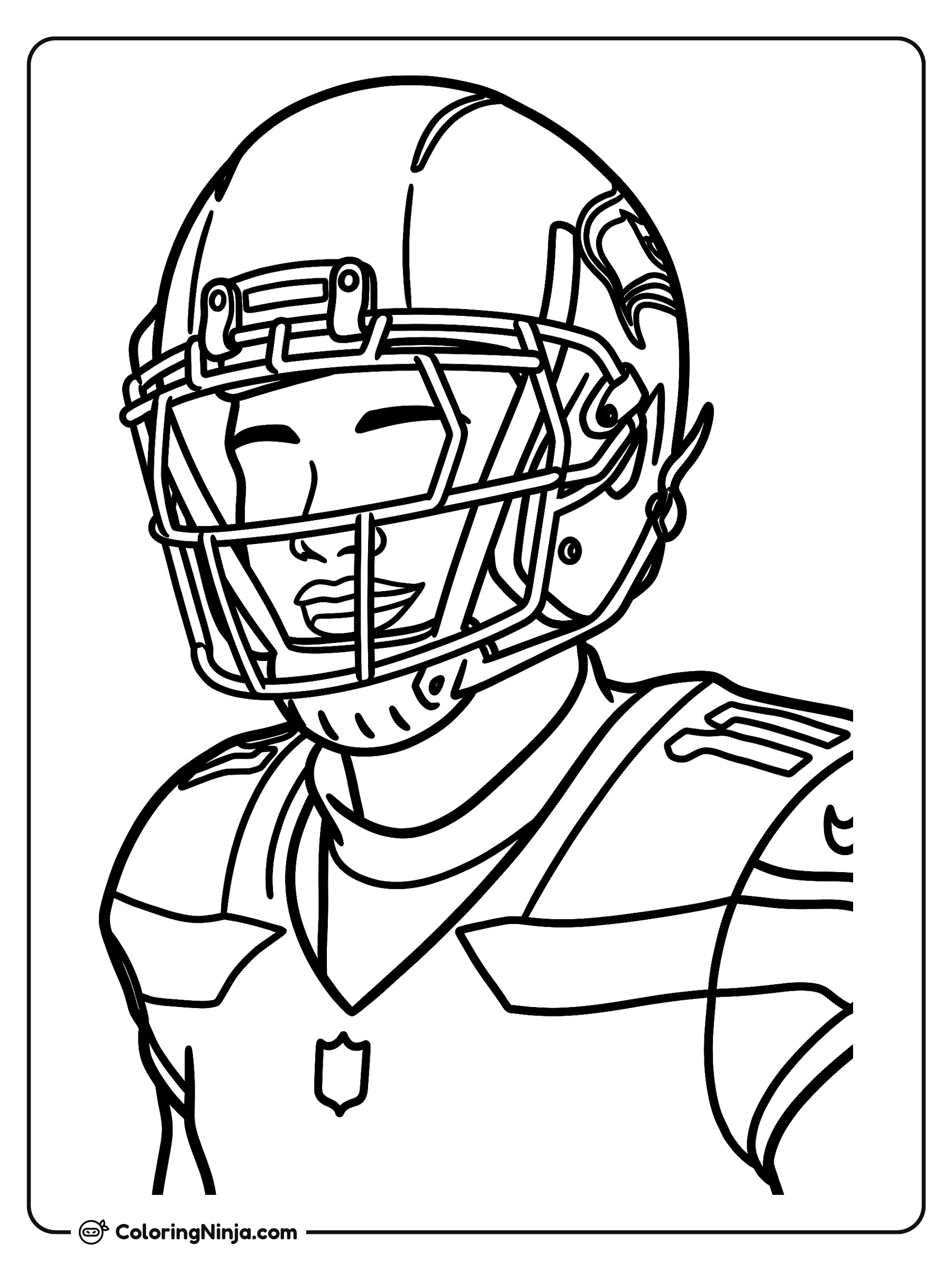 Jugador de fútbol americano con casco: dibujo para colorear