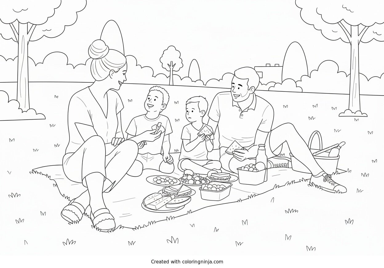 Coloring page of picnic