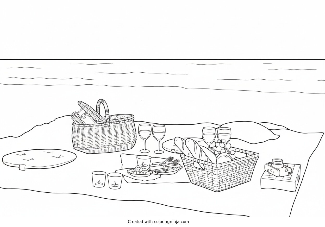 Coloring page of picnic