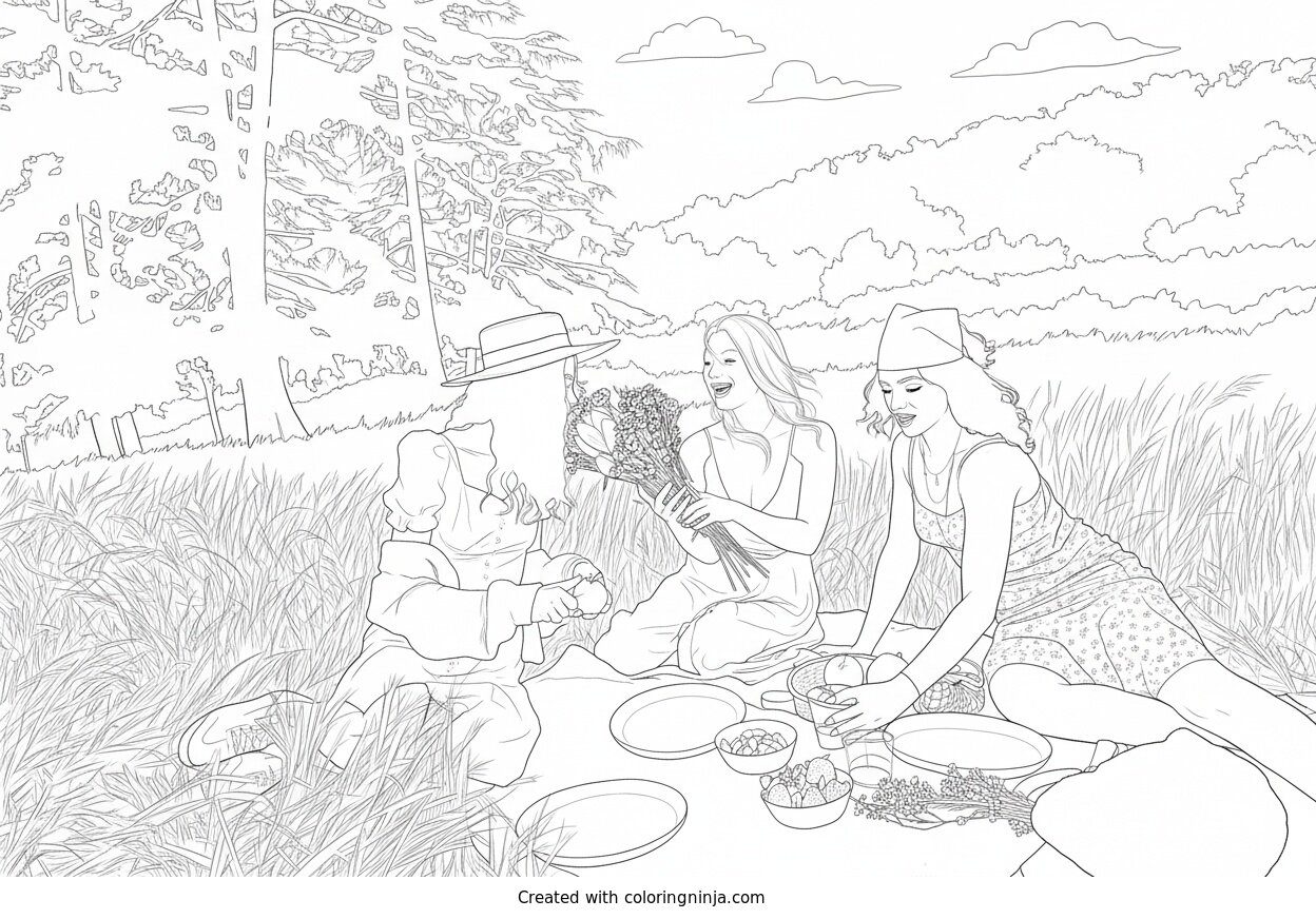 Coloring page of picnic