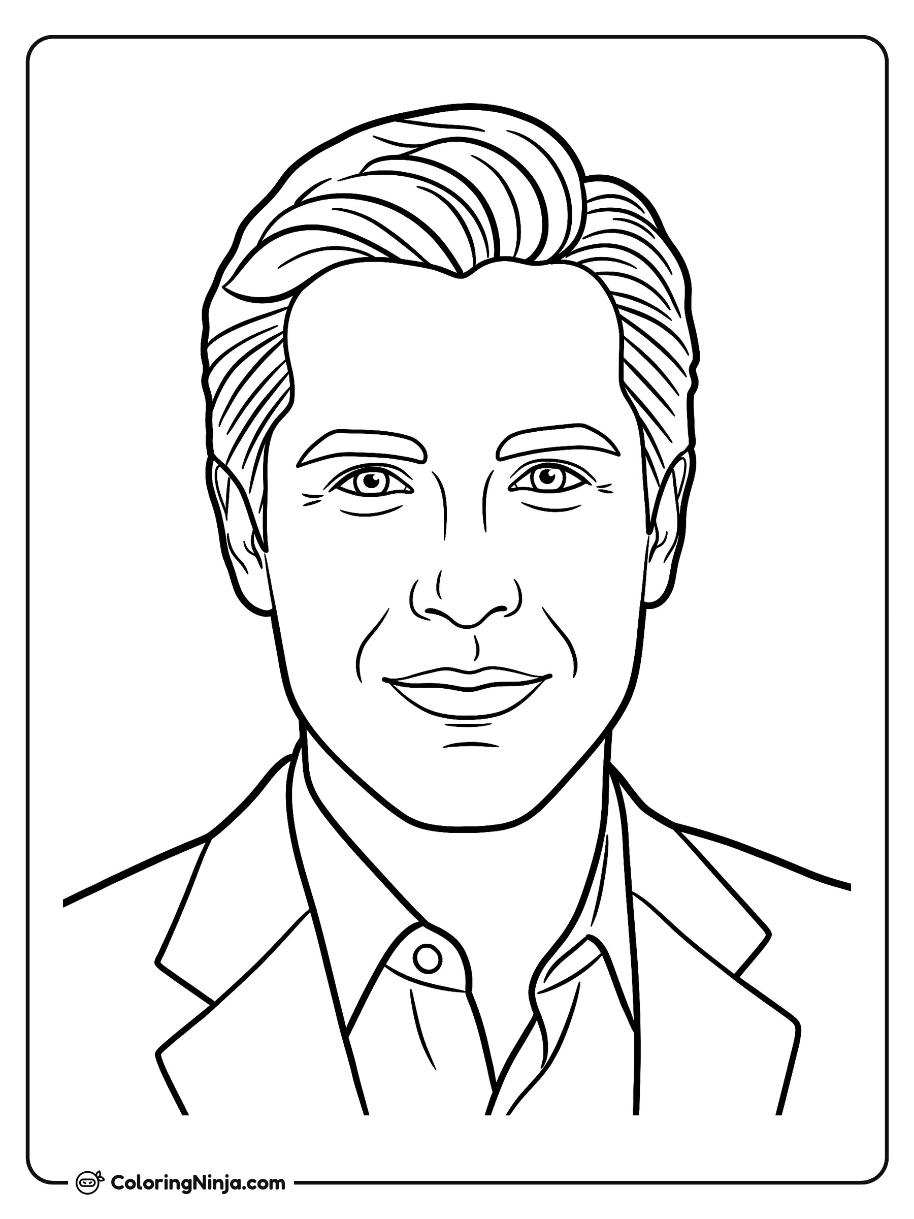 Retrato de un hombre sonriente: dibujo para colorear