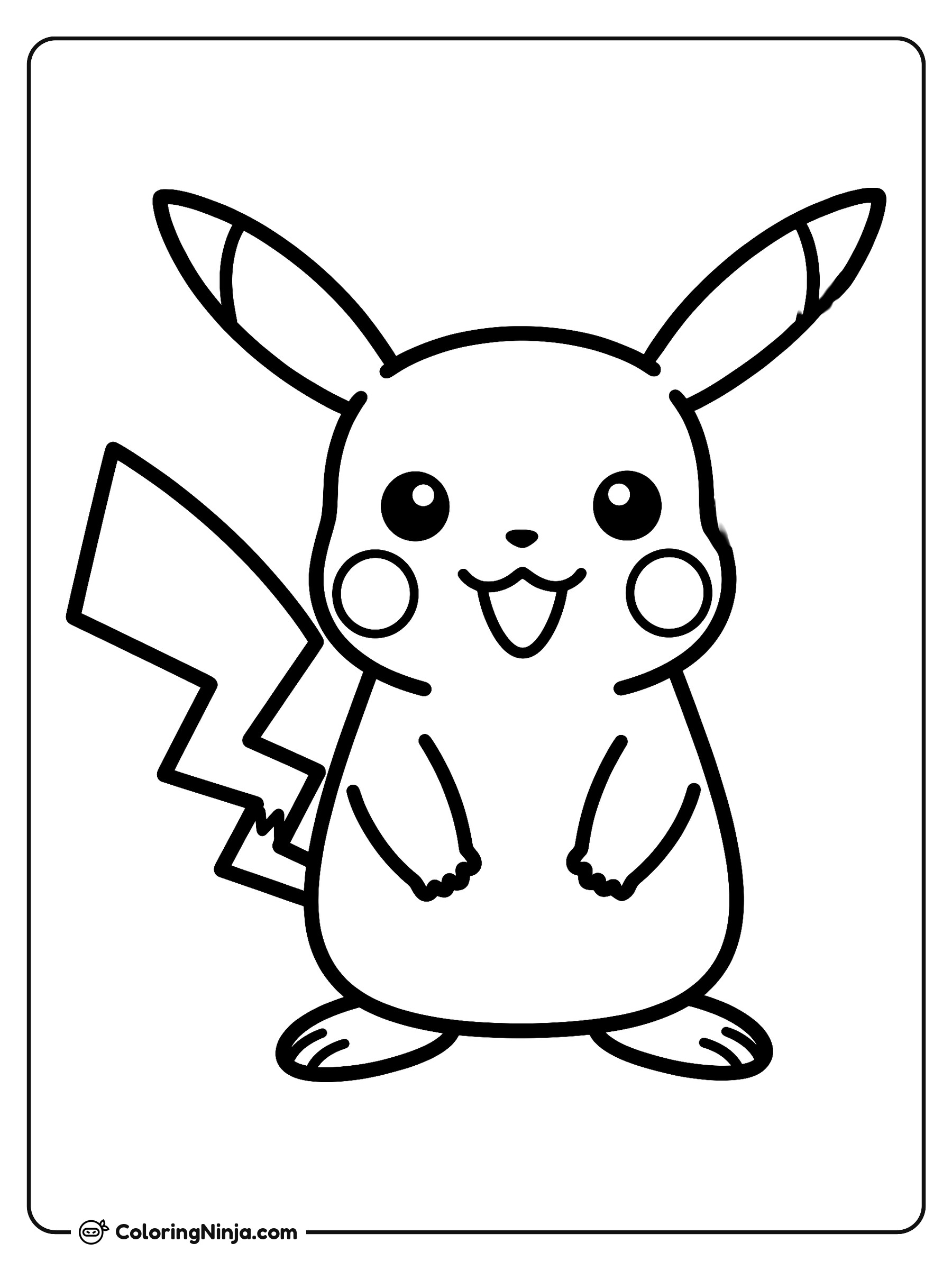 Pikachu alegre de cuerpo entero: dibujo para colorear