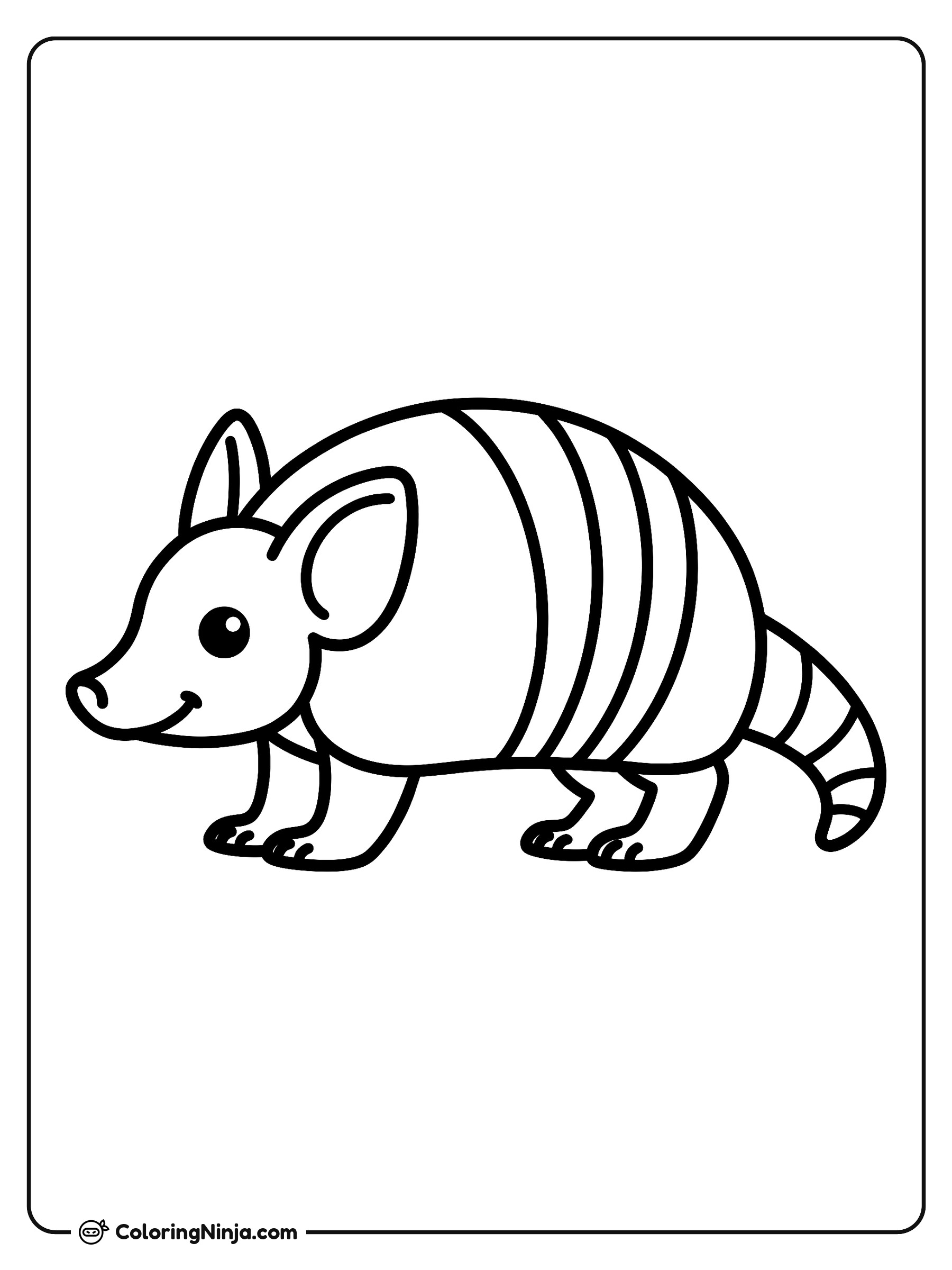 Lindo armadillo parado de perfil: dibujo para colorear