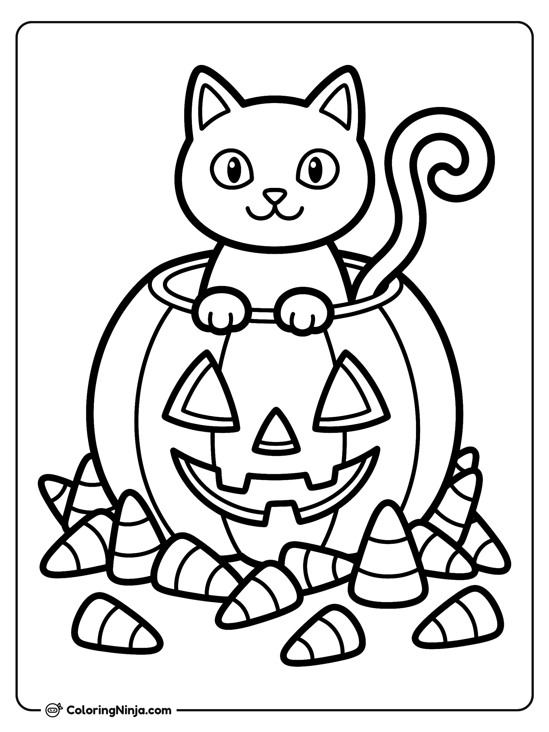 The Pumpkin Kitty Surprise Coloring Page