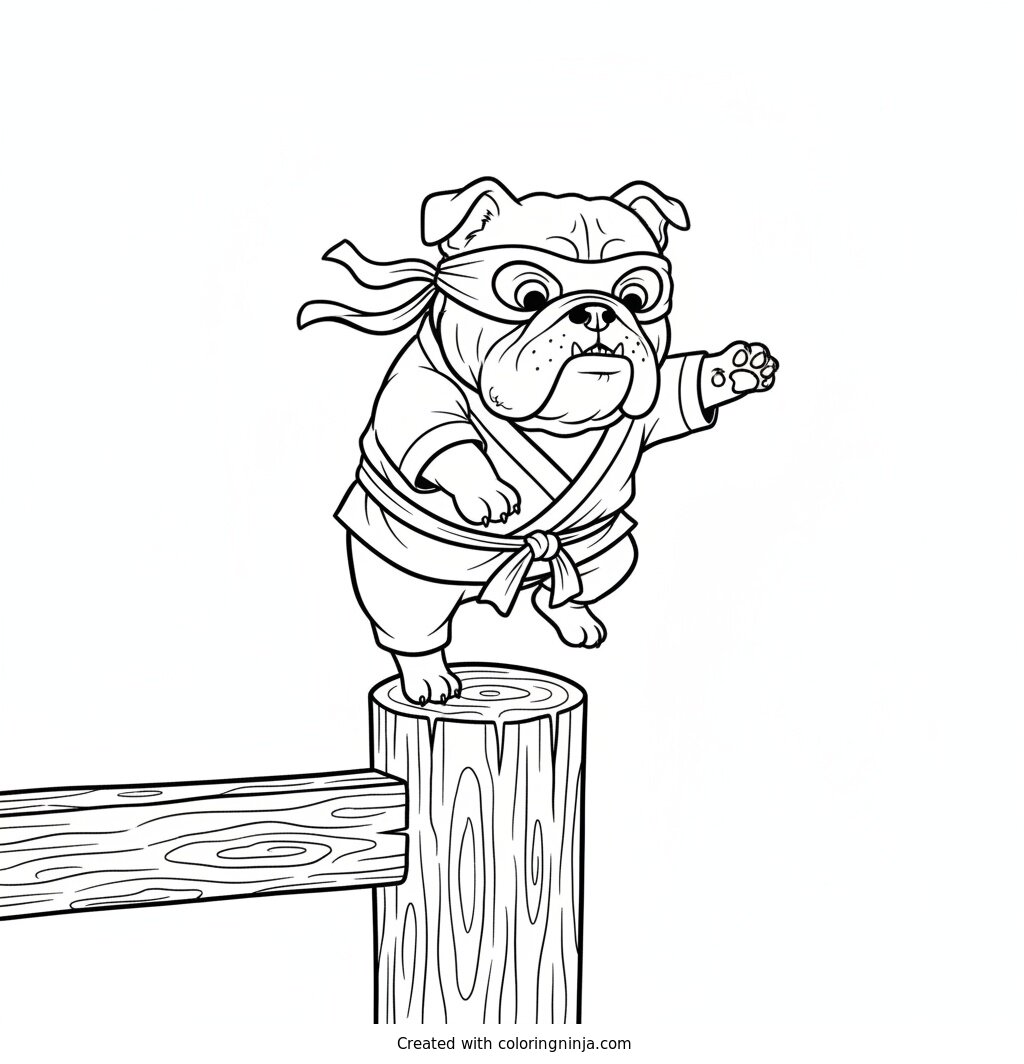 Bulldog Fence Balance Coloring Page