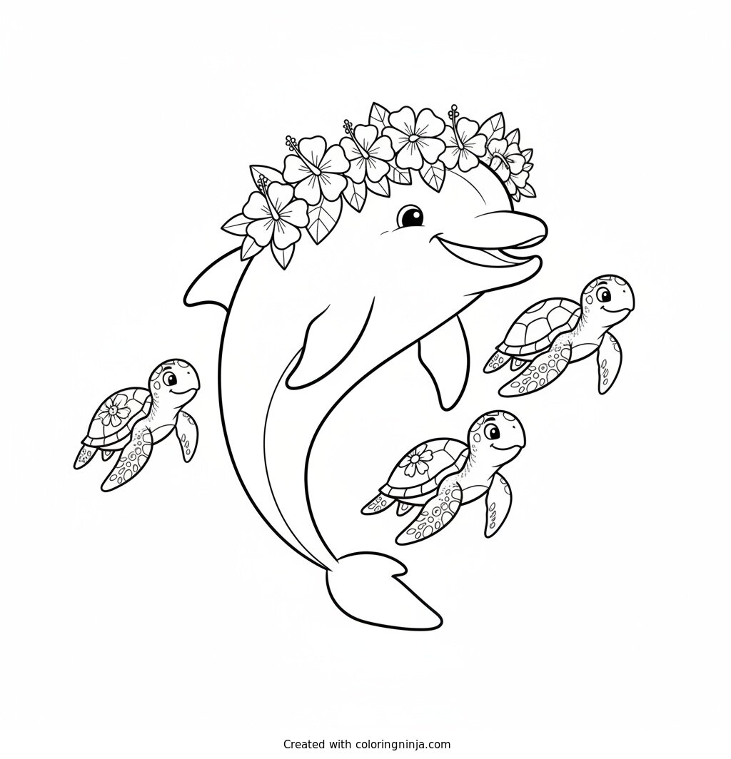 Ocean Friends Party Coloring Page