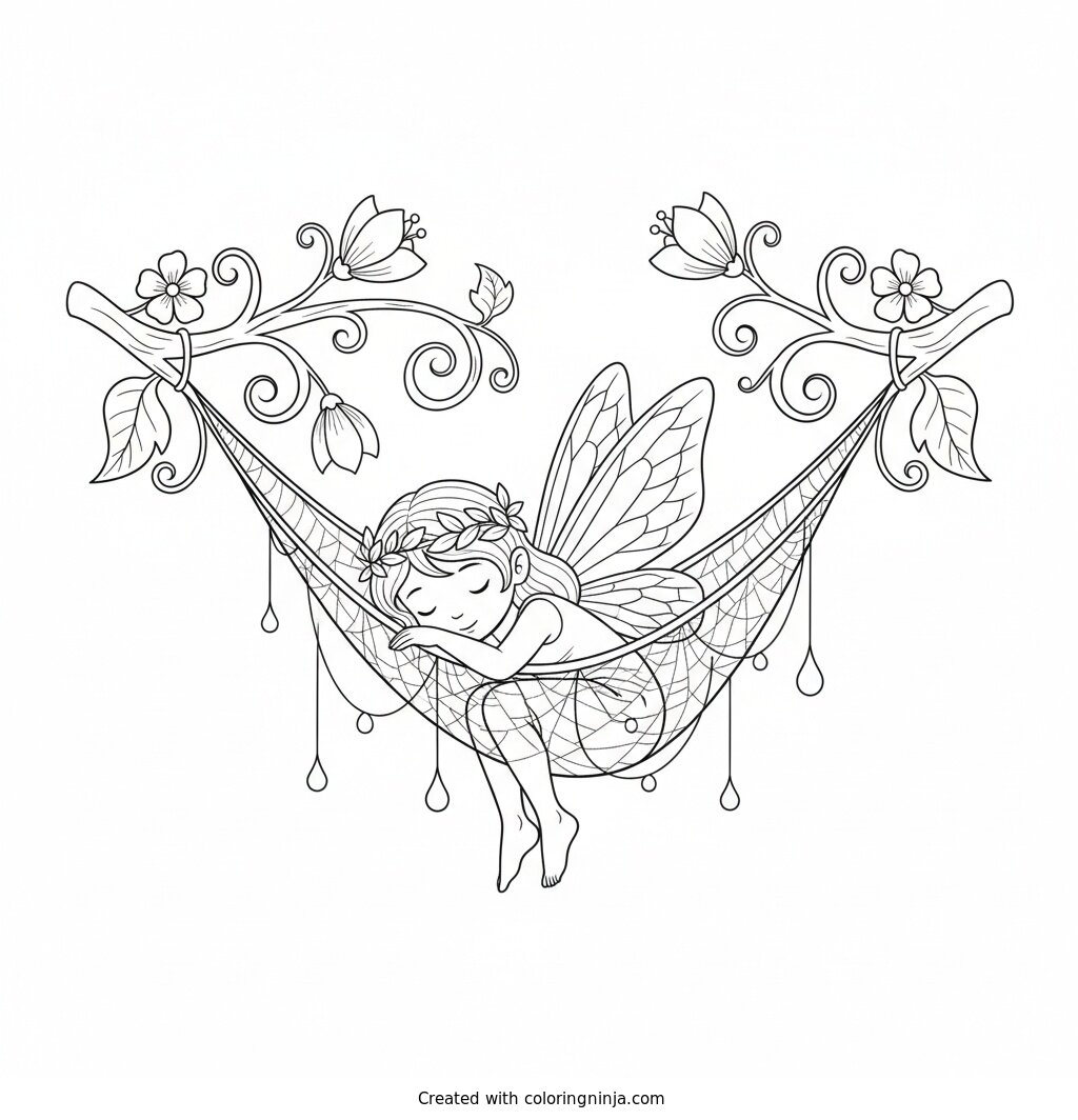 Cozy Hammock in the Trees Coloring Page