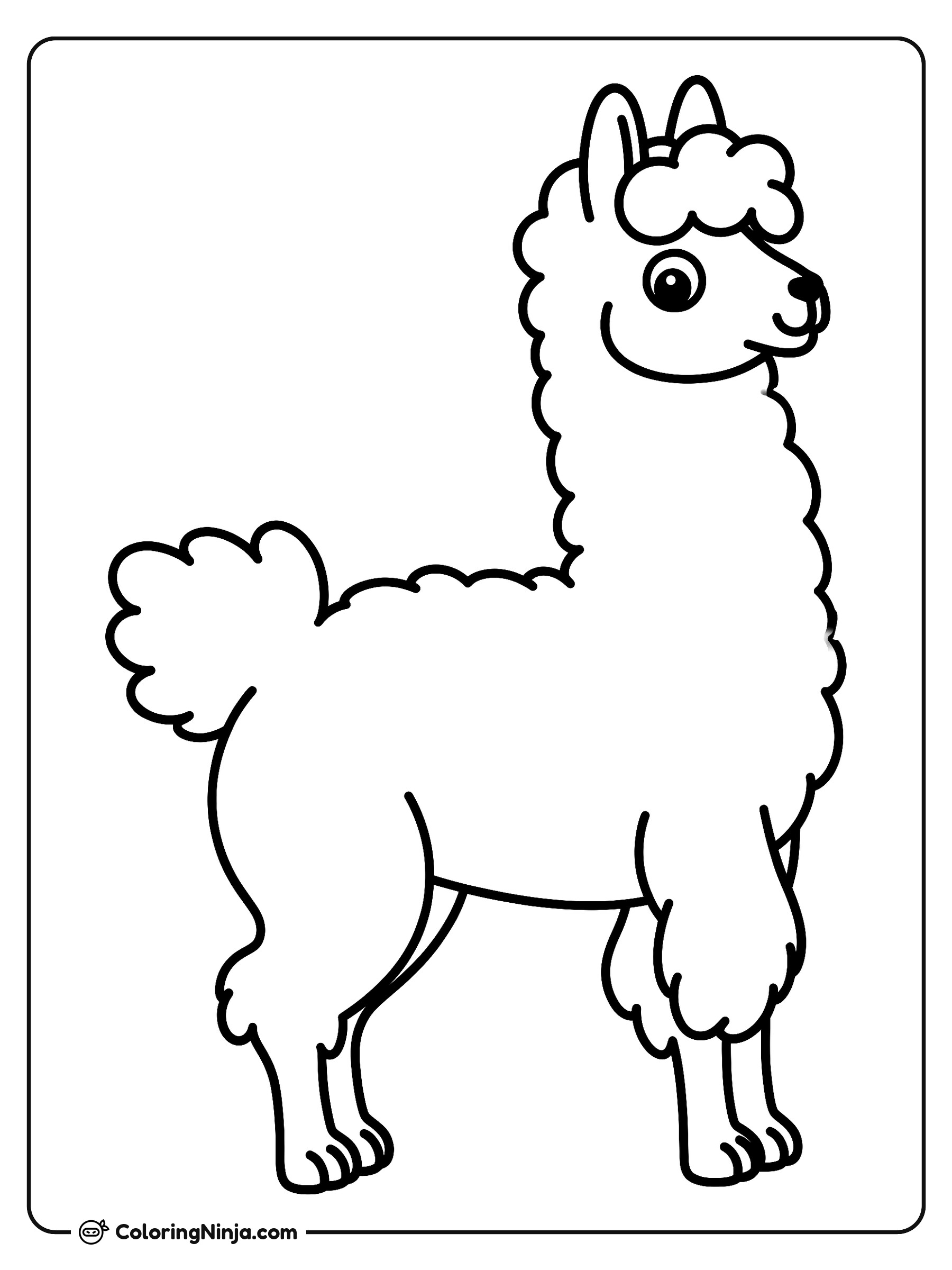 Una llama afelpada y juguetona: dibujo para colorear