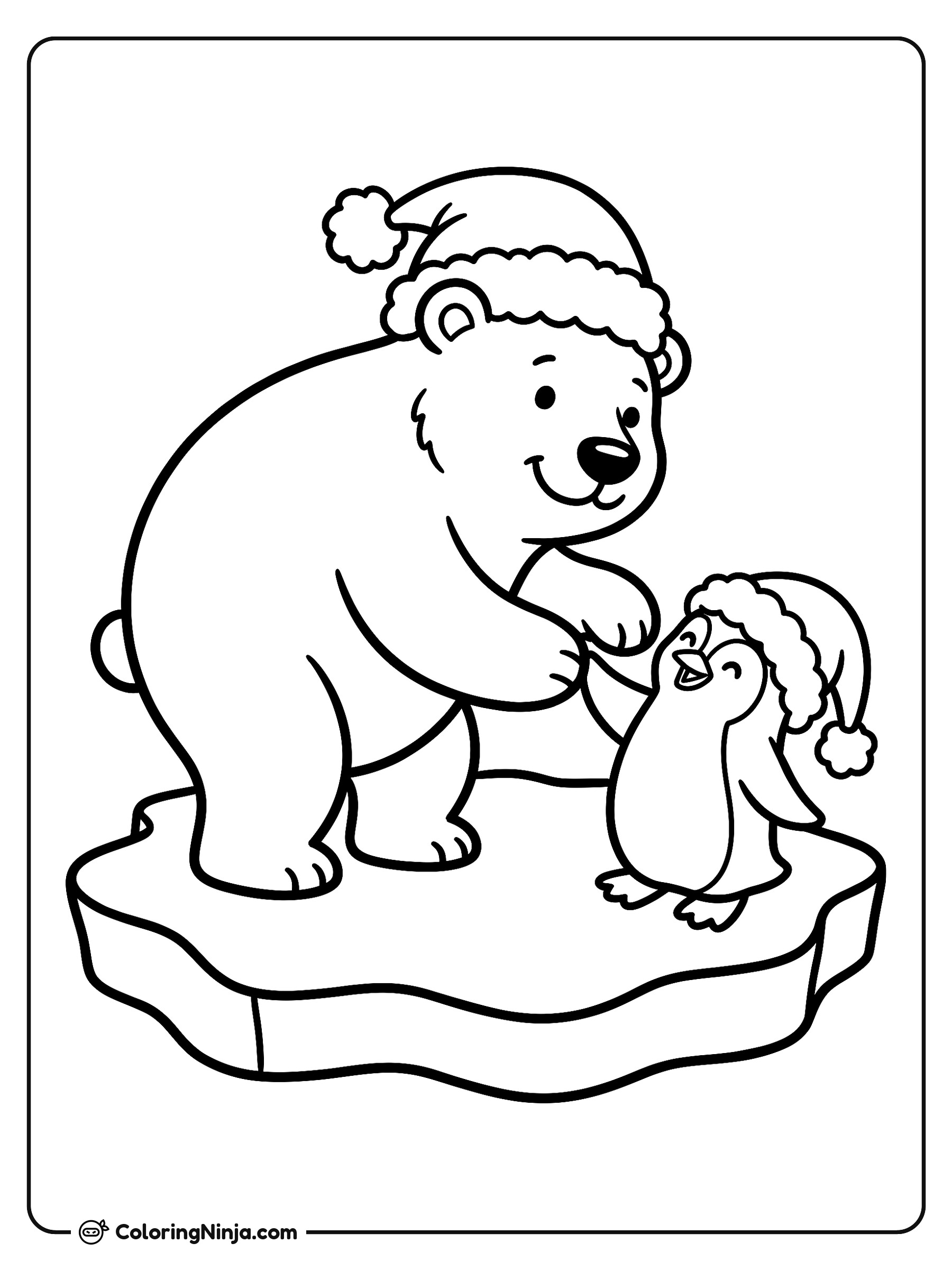 Oso polar y pingüino amigos: dibujo para colorear