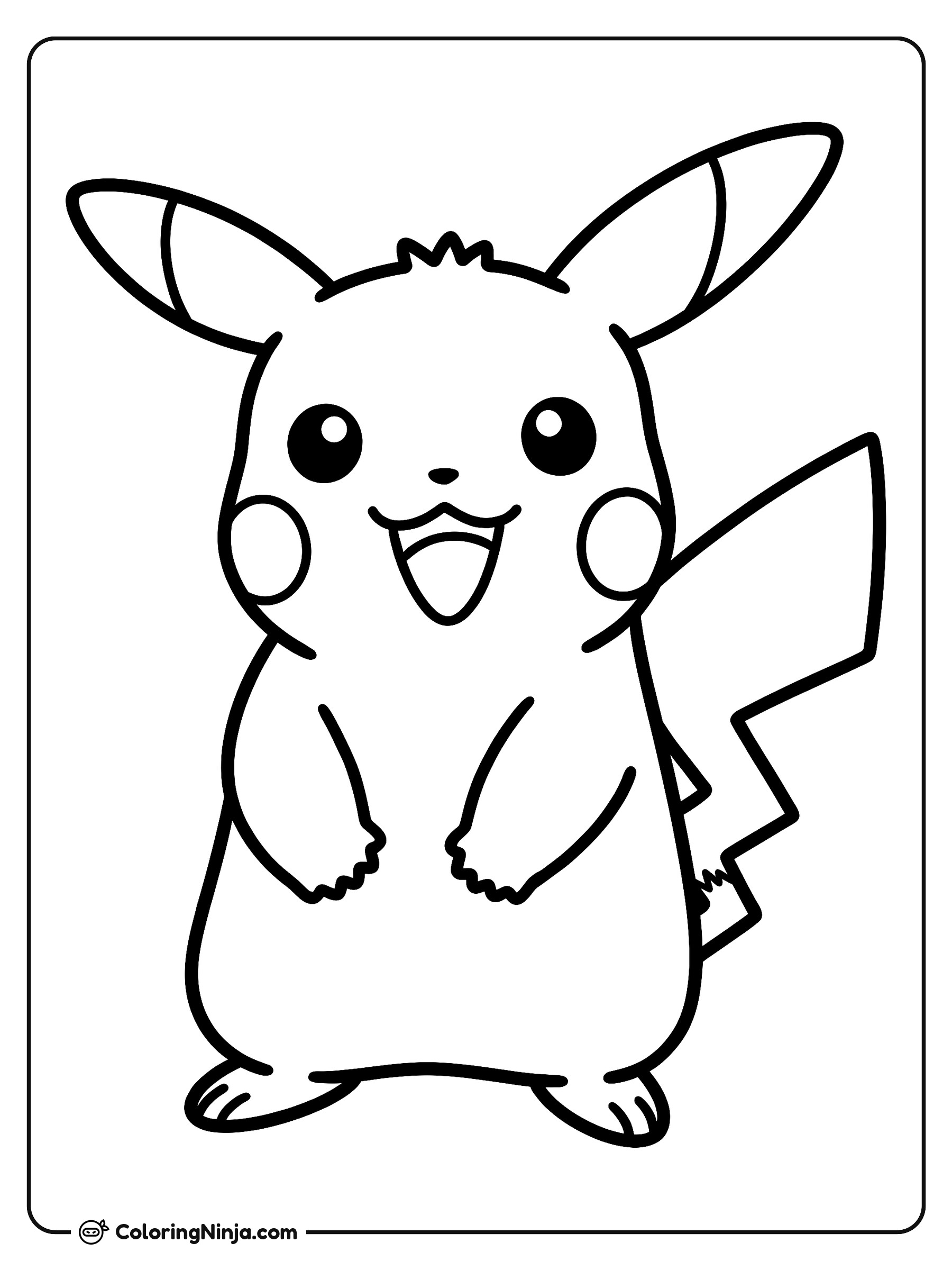 Pikachu de Pokémon Sonriente y Alegre: dibujo para colorear
