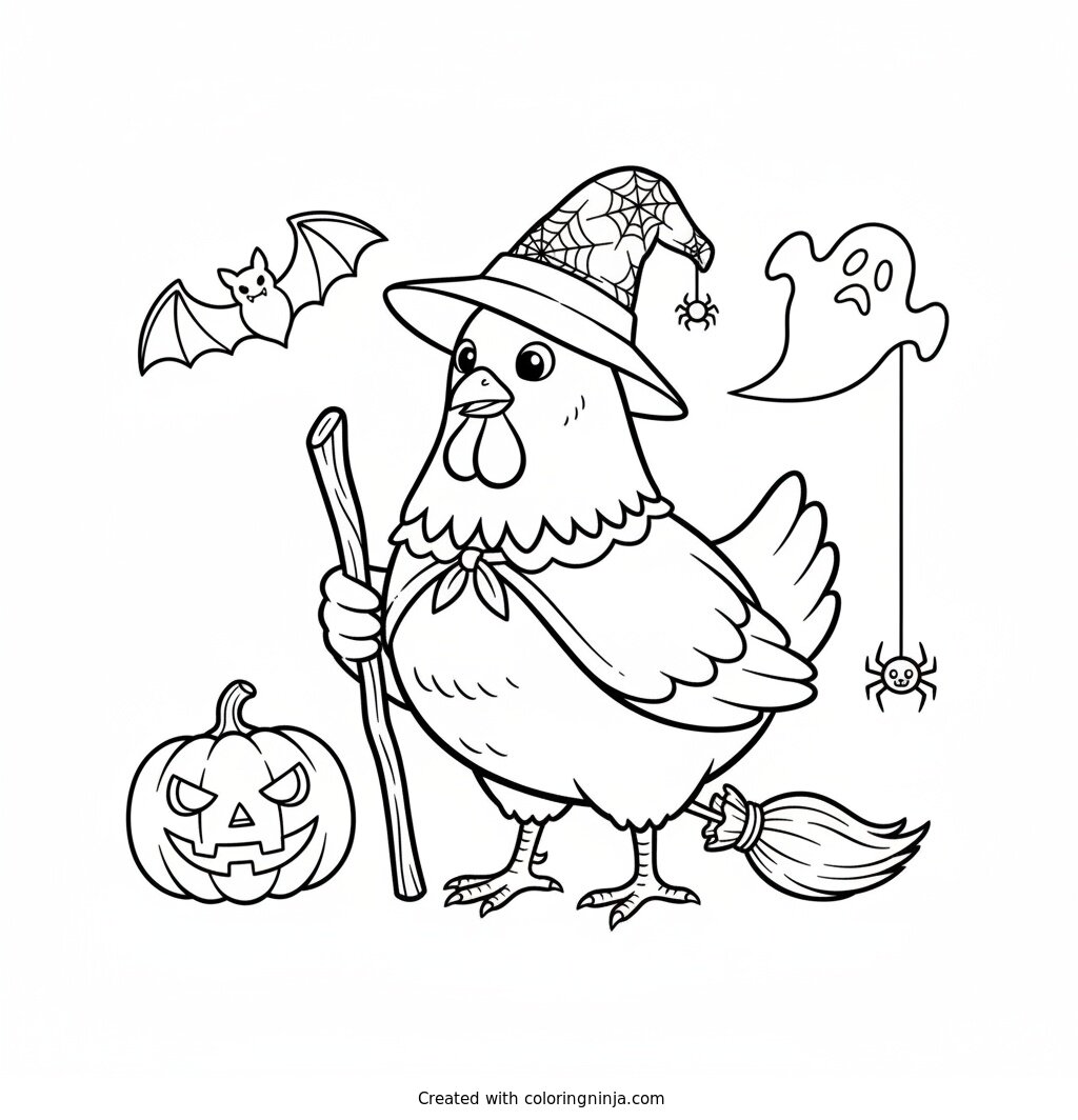 Pollo  Halloween Coloring Page