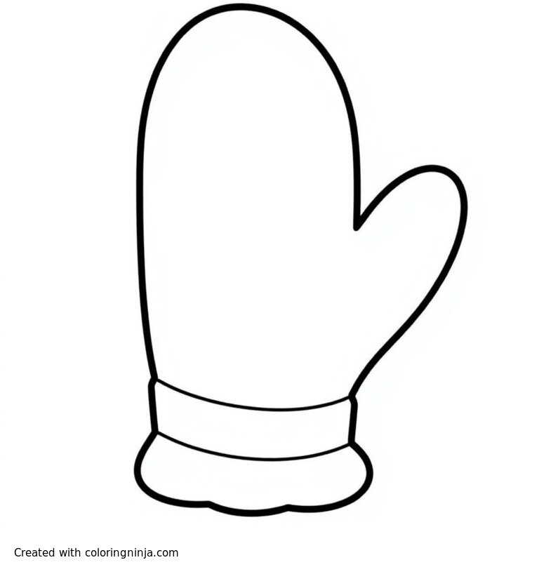 A coloring page of Printable Mitten Template for Crafts