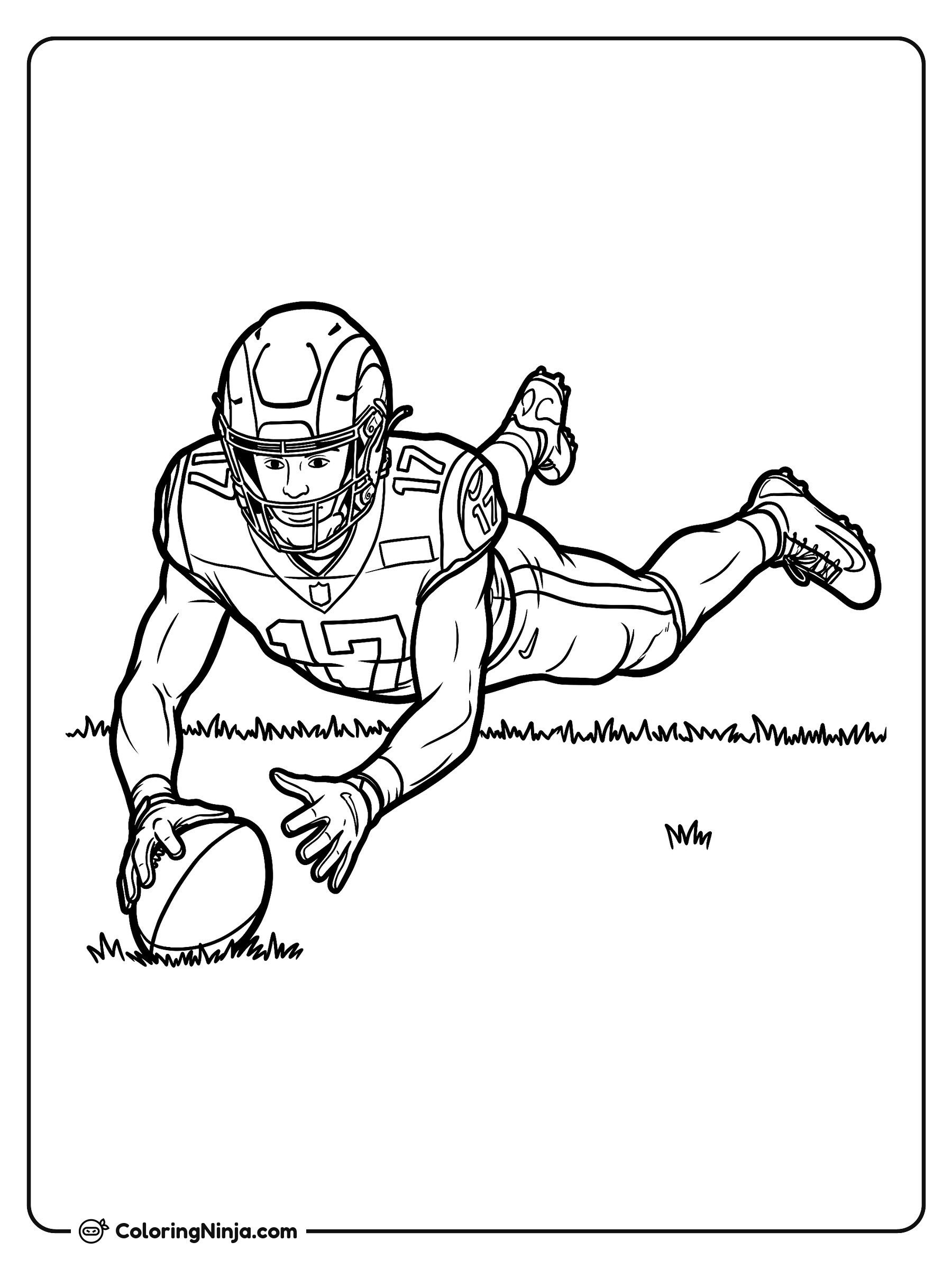 Atrapada en el césped de Puka Nacua: dibujo para colorear