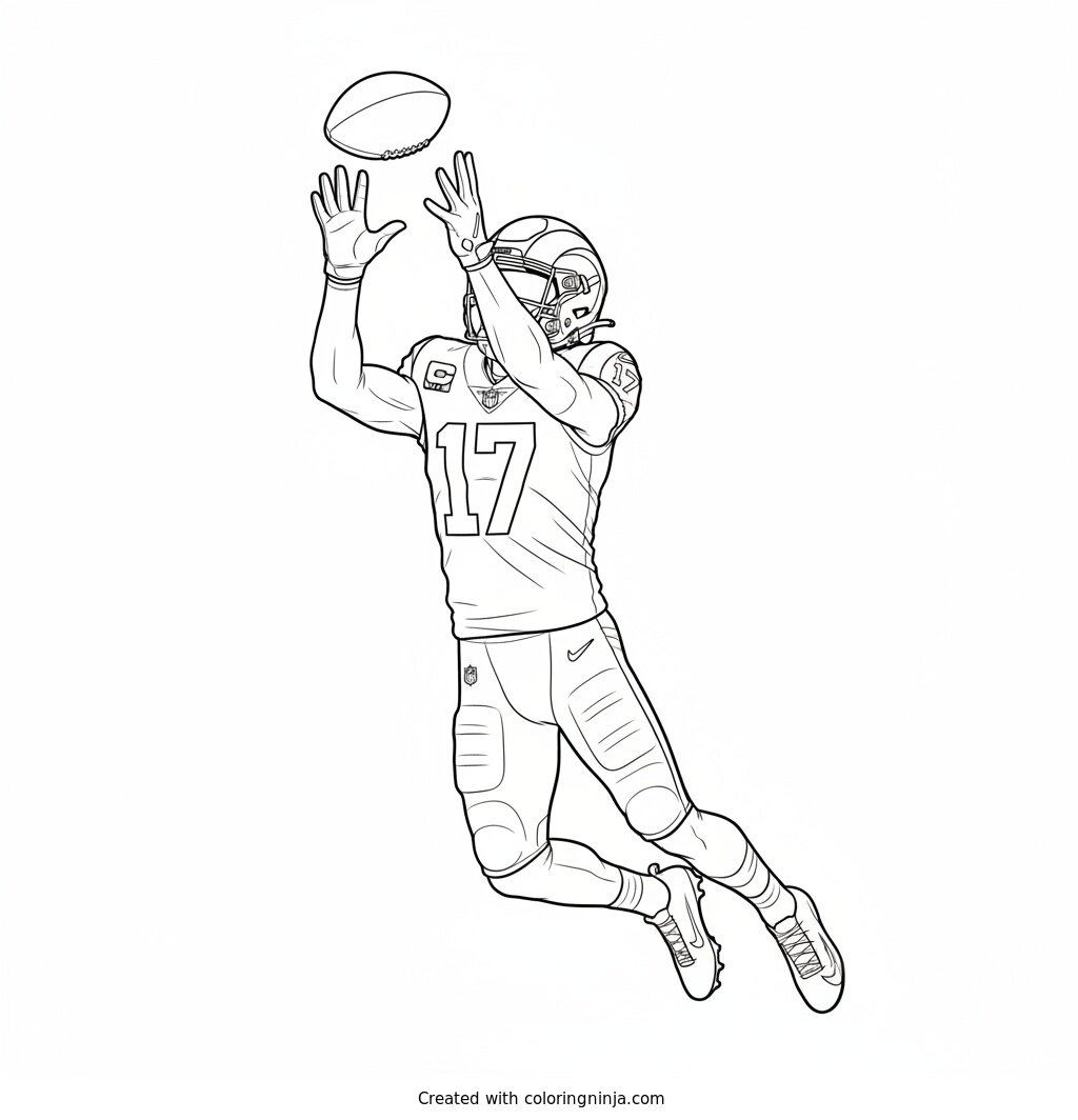 Puka Nacua High Leap Catch Coloring Page