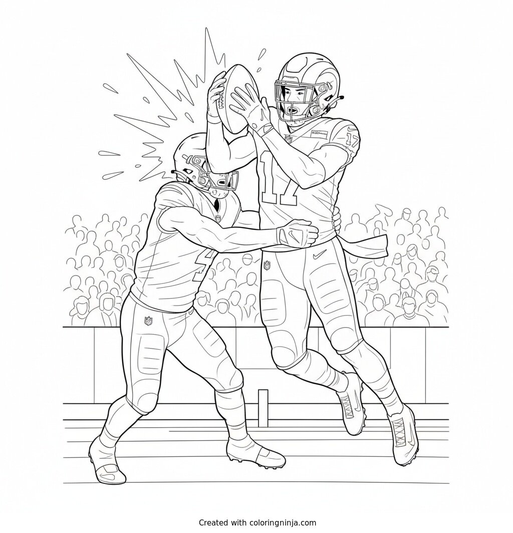 Puka Nacua Tough Midfield Catch Coloring Page
