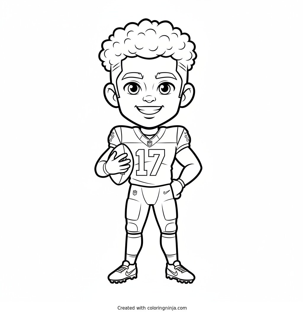 Puka Nacua Cartoon Football Hero Coloring Page