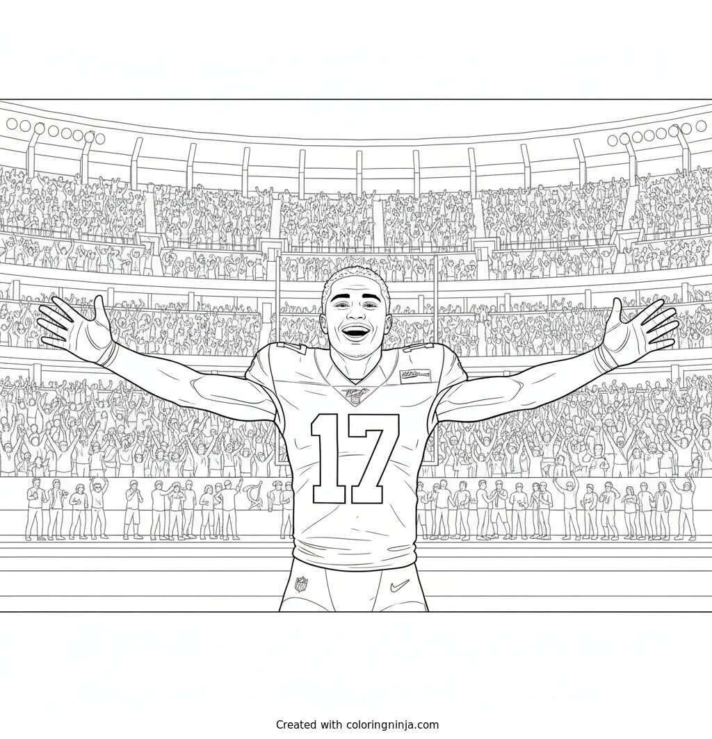 Puka Nacua Touchdown Celebration Coloring Page