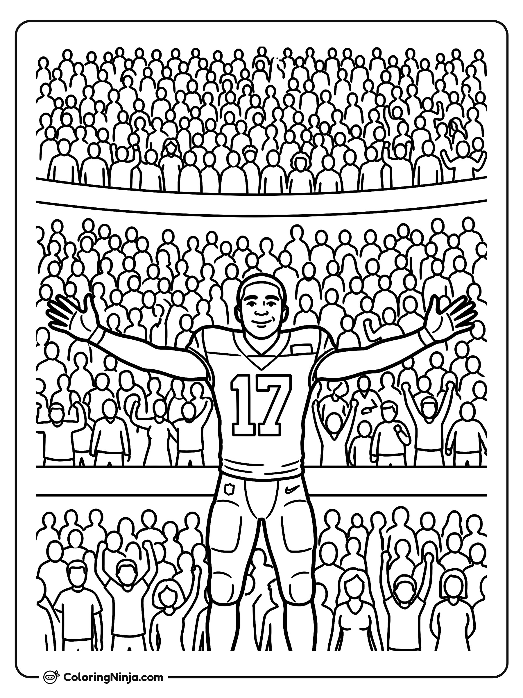 Celebración de touchdown de Puka Nacua: dibujo para colorear