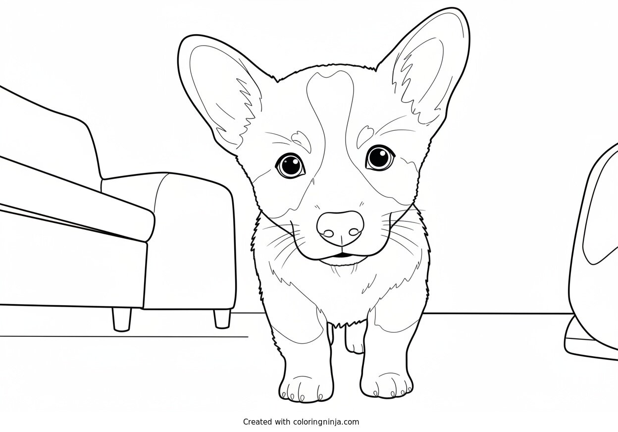 Coloring page of puppy