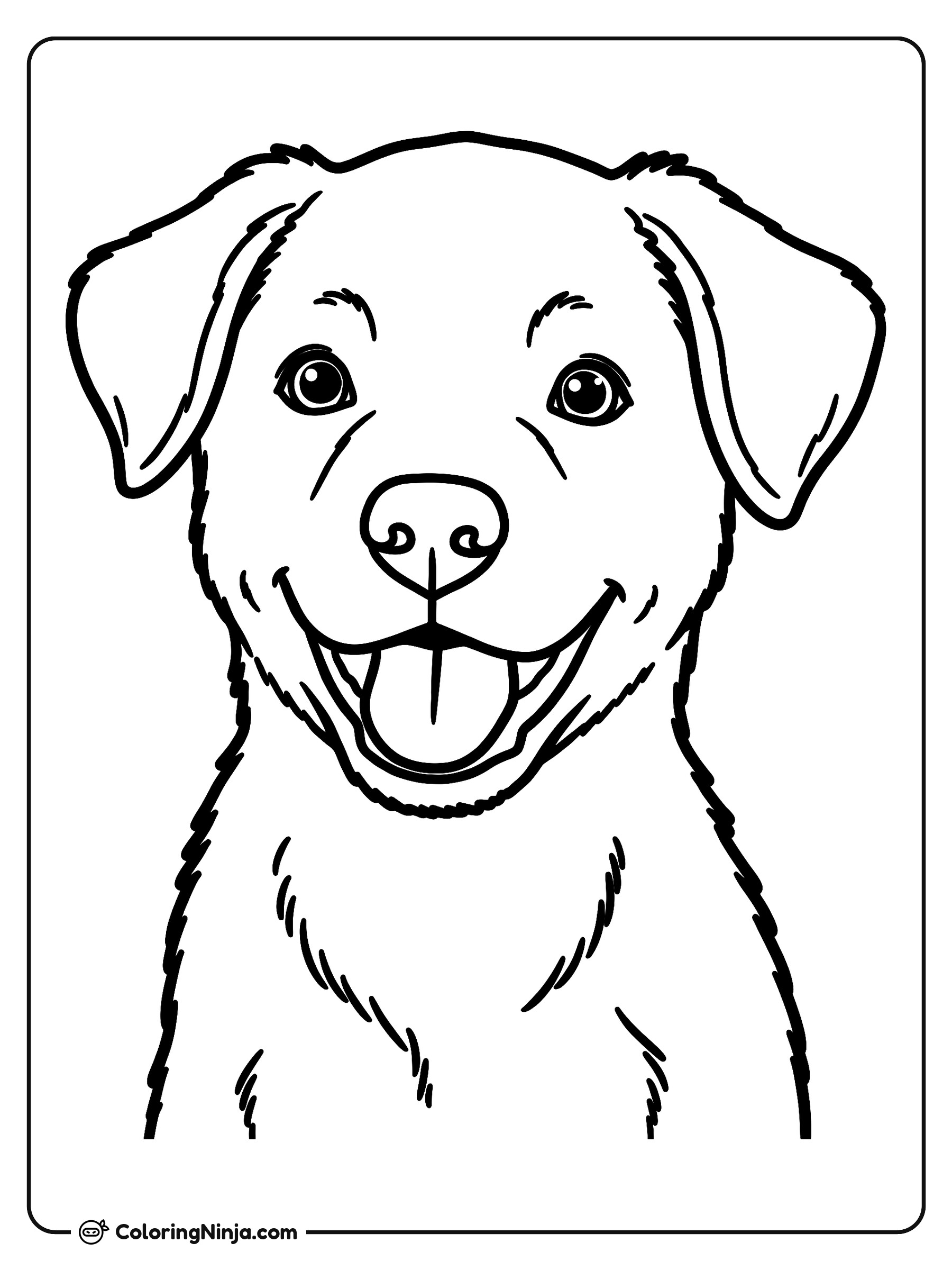 Retrato de un perrito sonriente: dibujo para colorear