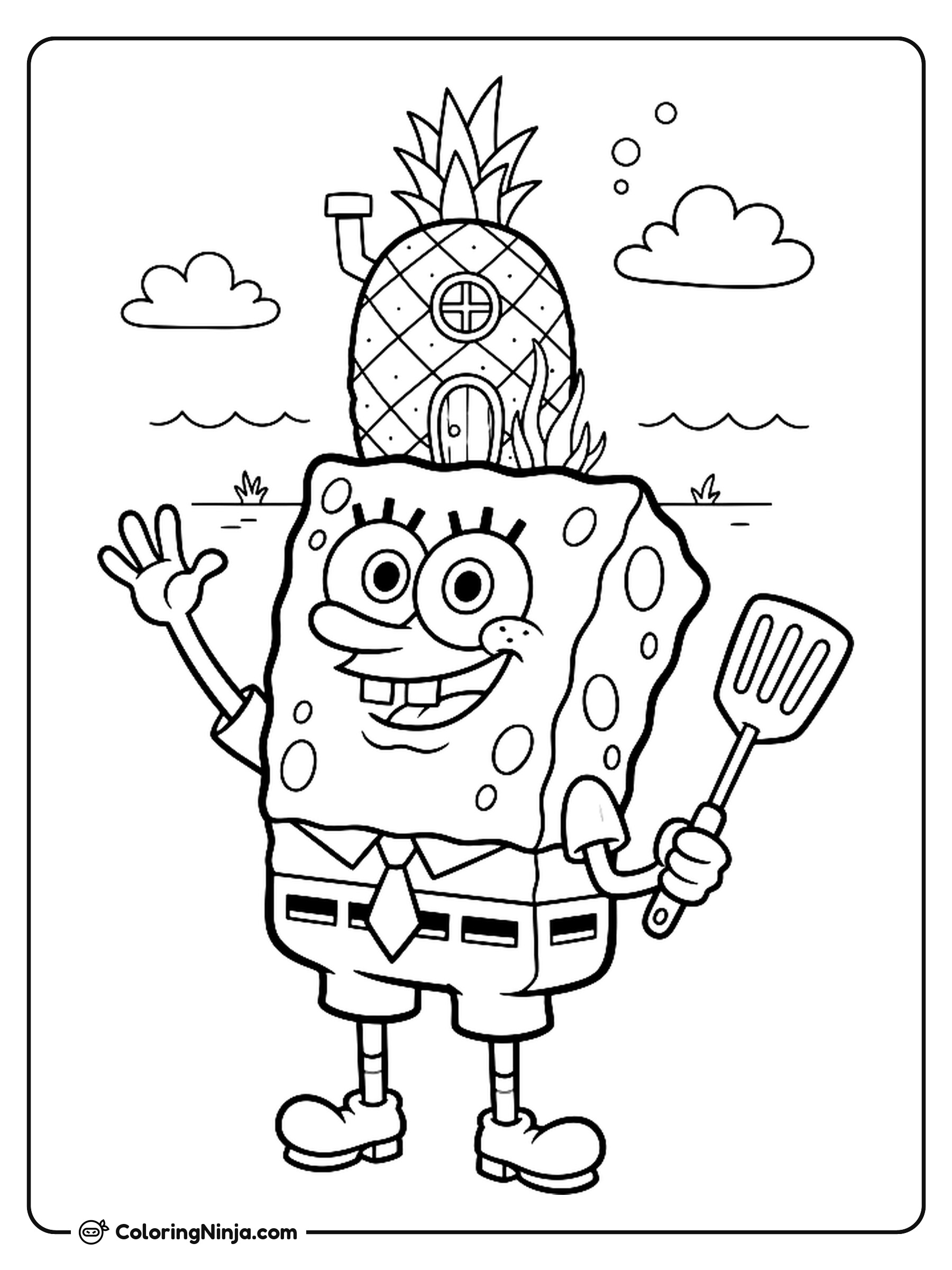Bob Esponja en la piña: dibujo para colorear