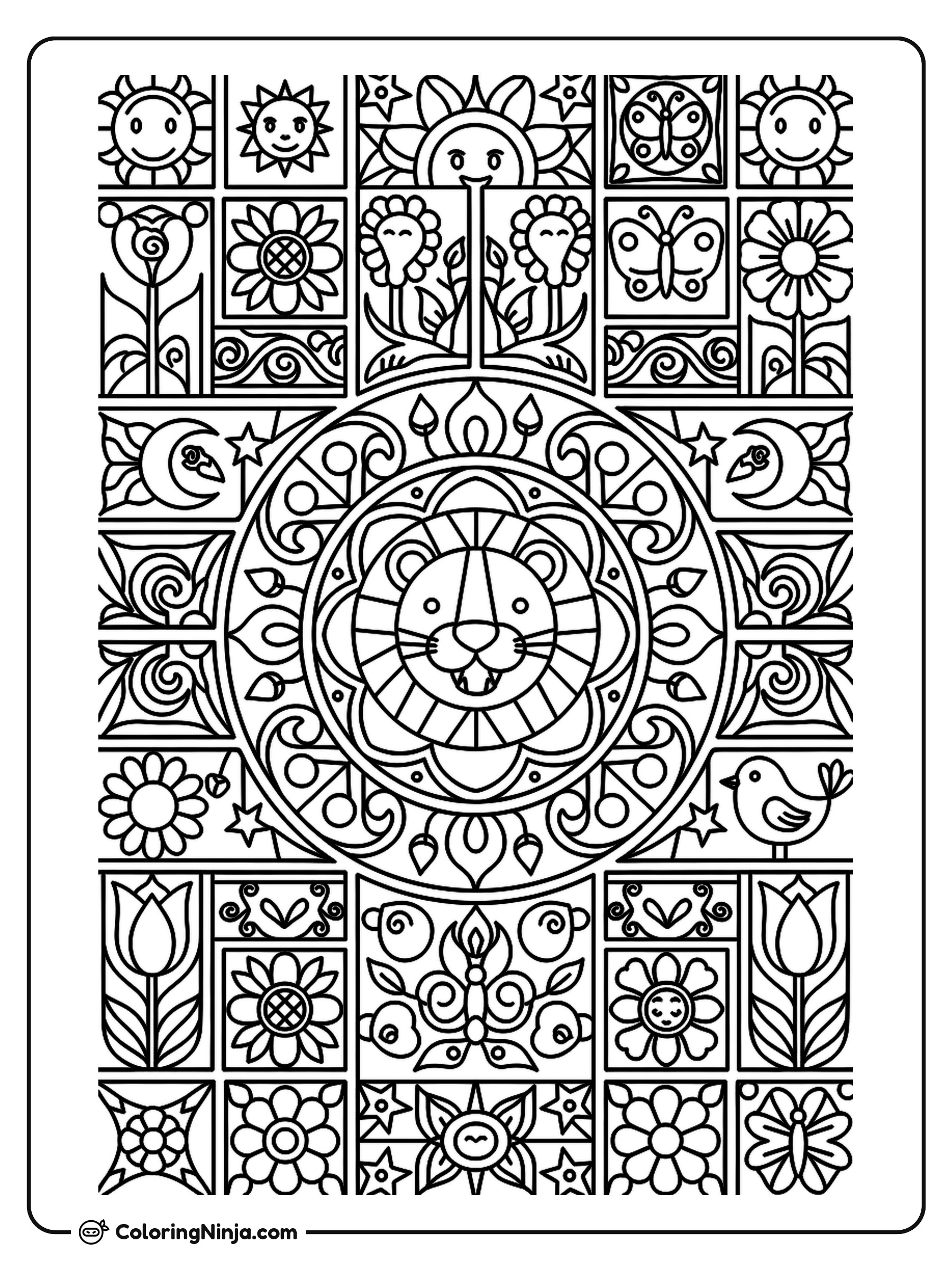 Intricate Mosaic Patterns Coloring Page