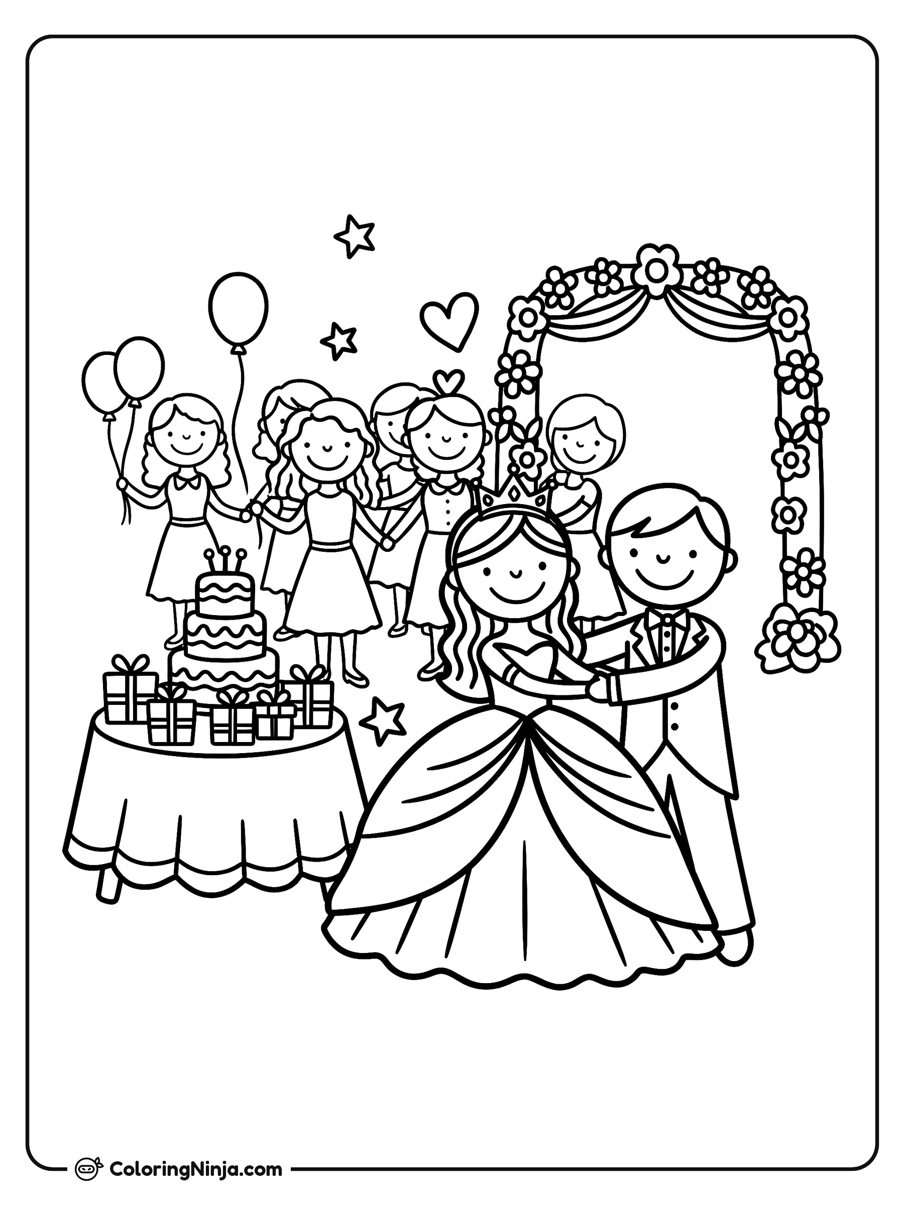 Fiesta de Quinceañera: dibujo para colorear