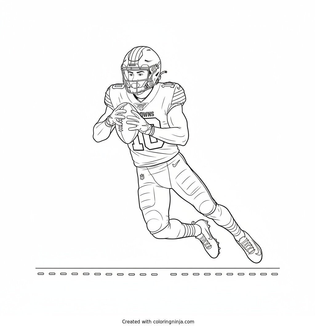 Quinshon Judkins Touchdown Dive Coloring Page