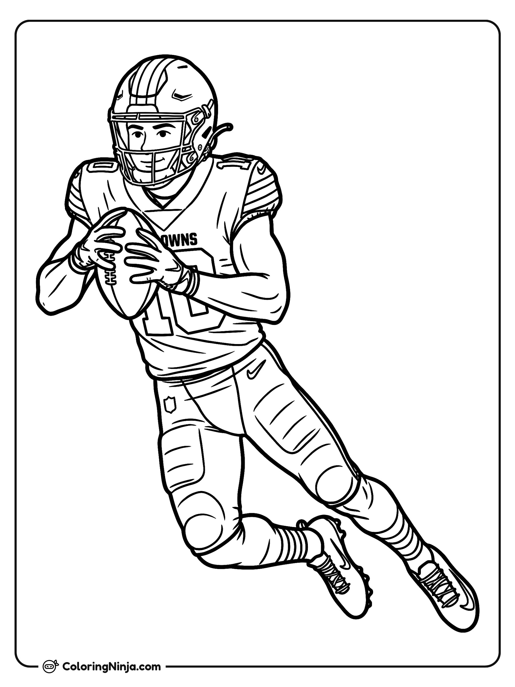 Salto de touchdown de Quinshon Judkins: dibujo para colorear