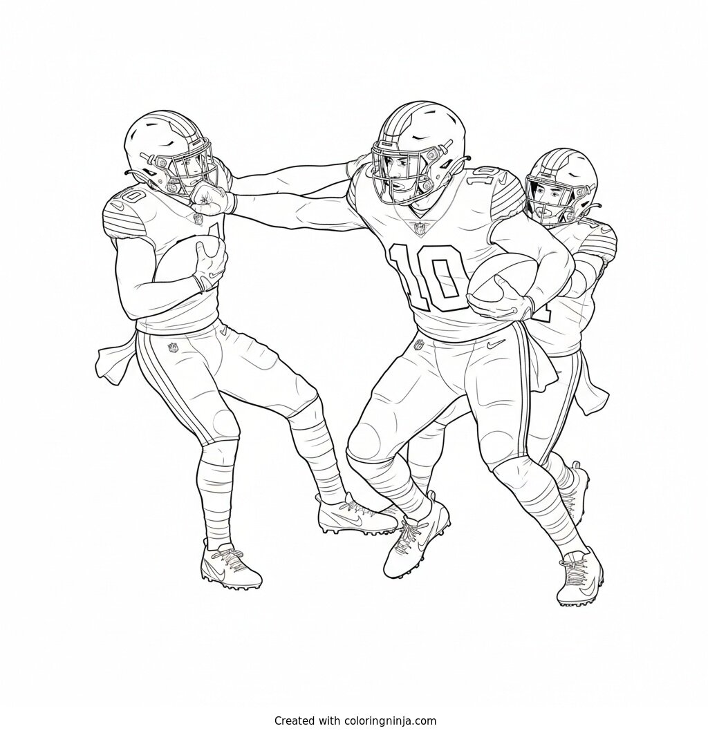 Quinshon Judkins Stiff Arm Drive Coloring Page