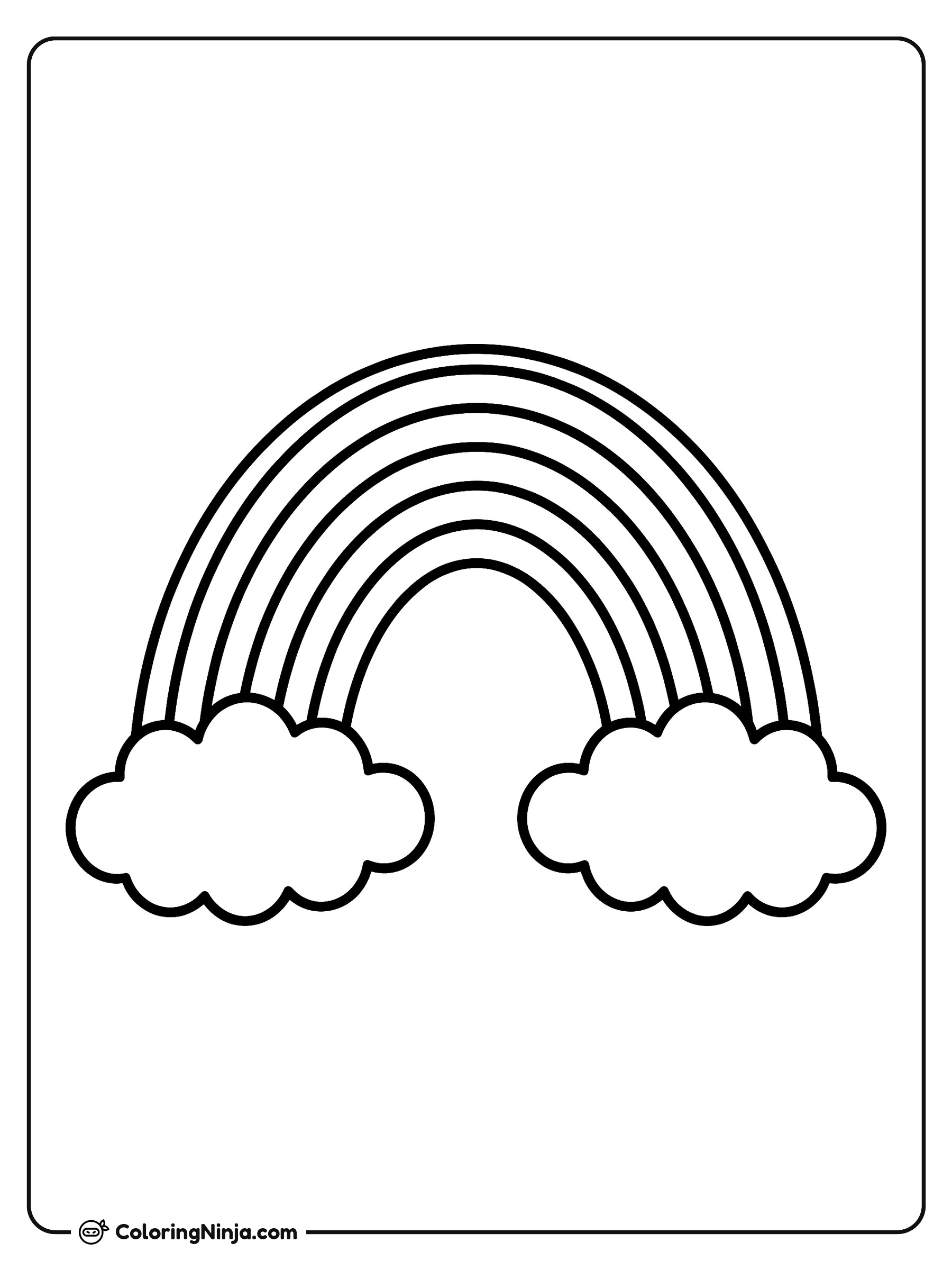 Arcoíris simple entre nubes: dibujo para colorear