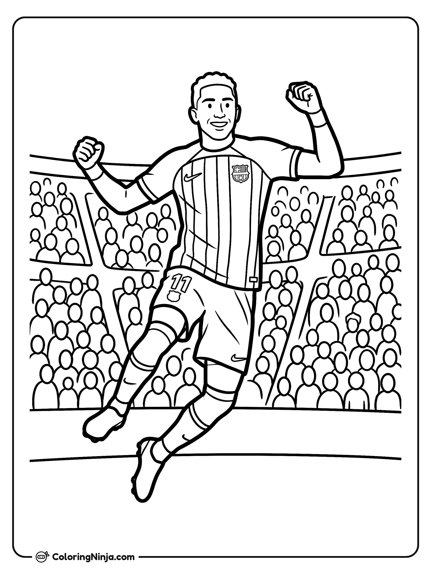 Raphinha Leaping in Celebration Coloring Page