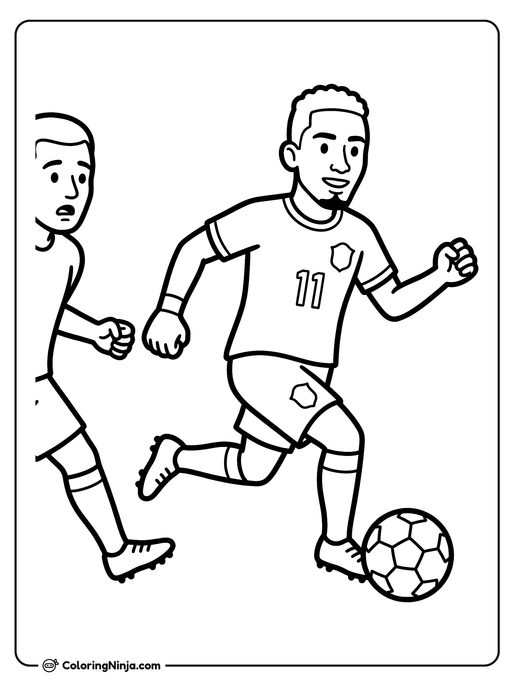 Raphinha Dribbling Past a Defender Coloring Page