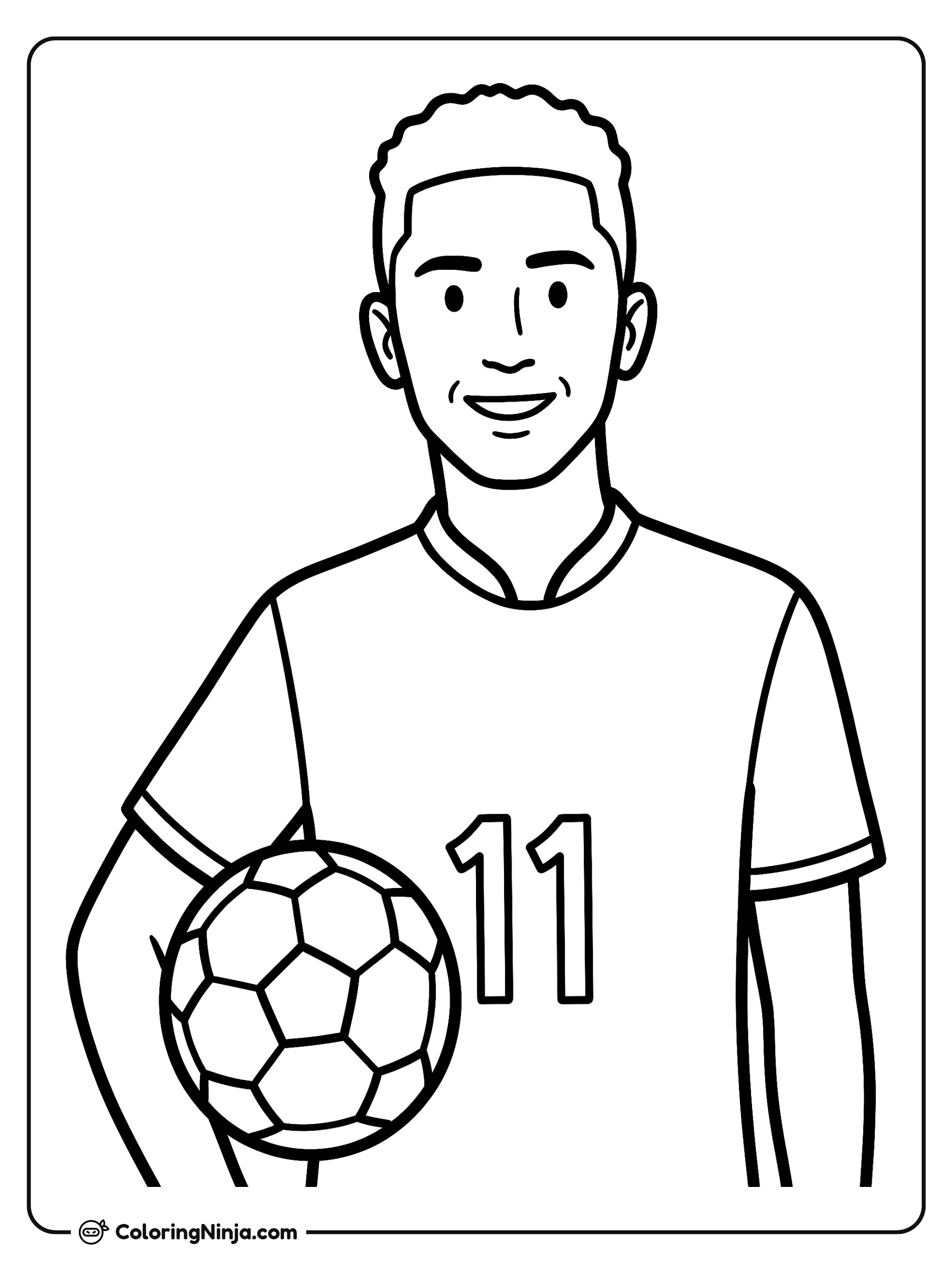 Raphinha Standing with a Soccer Ball Coloring Page
