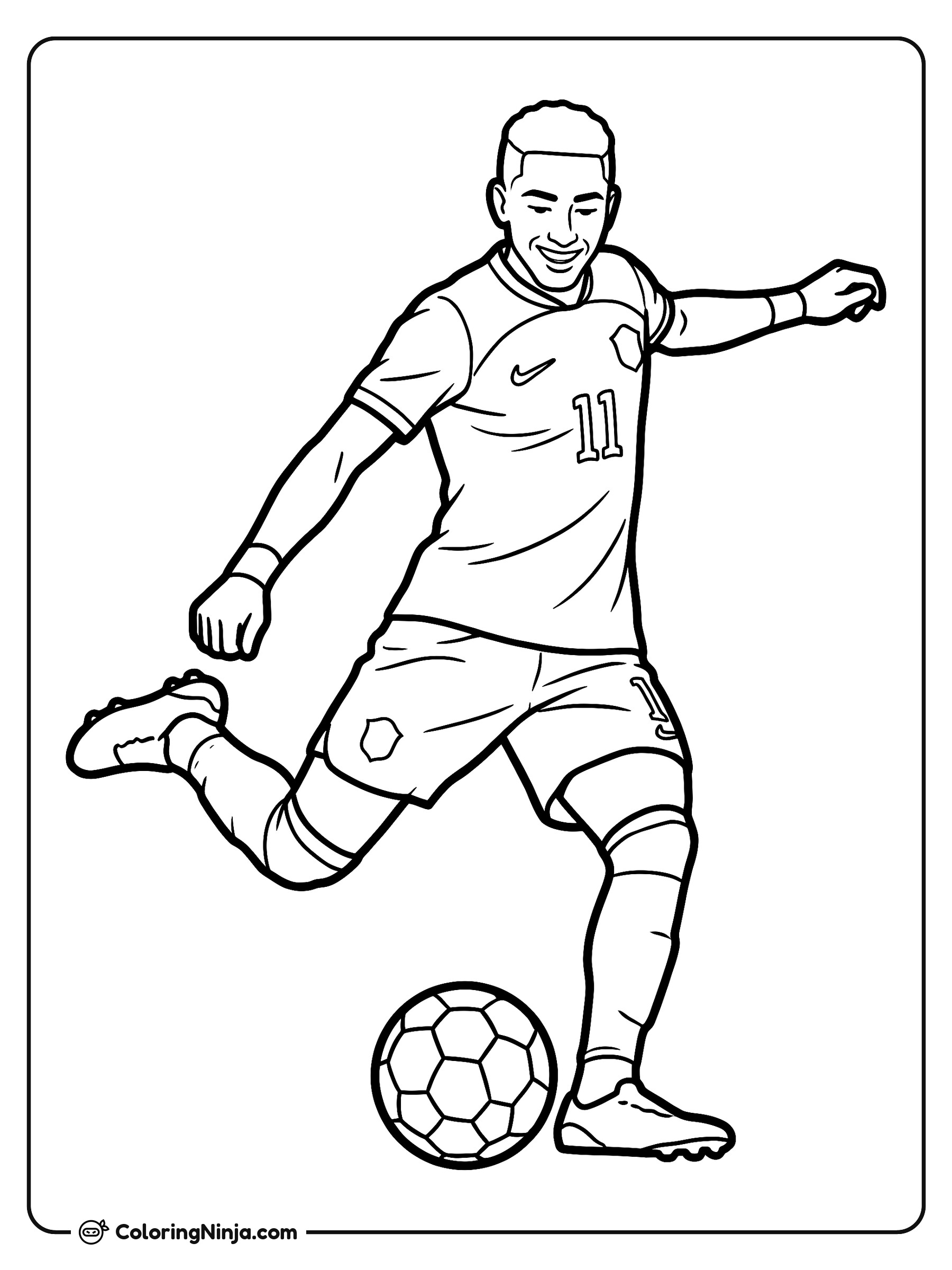 Raphinha Striking a Soccer Ball Coloring Page