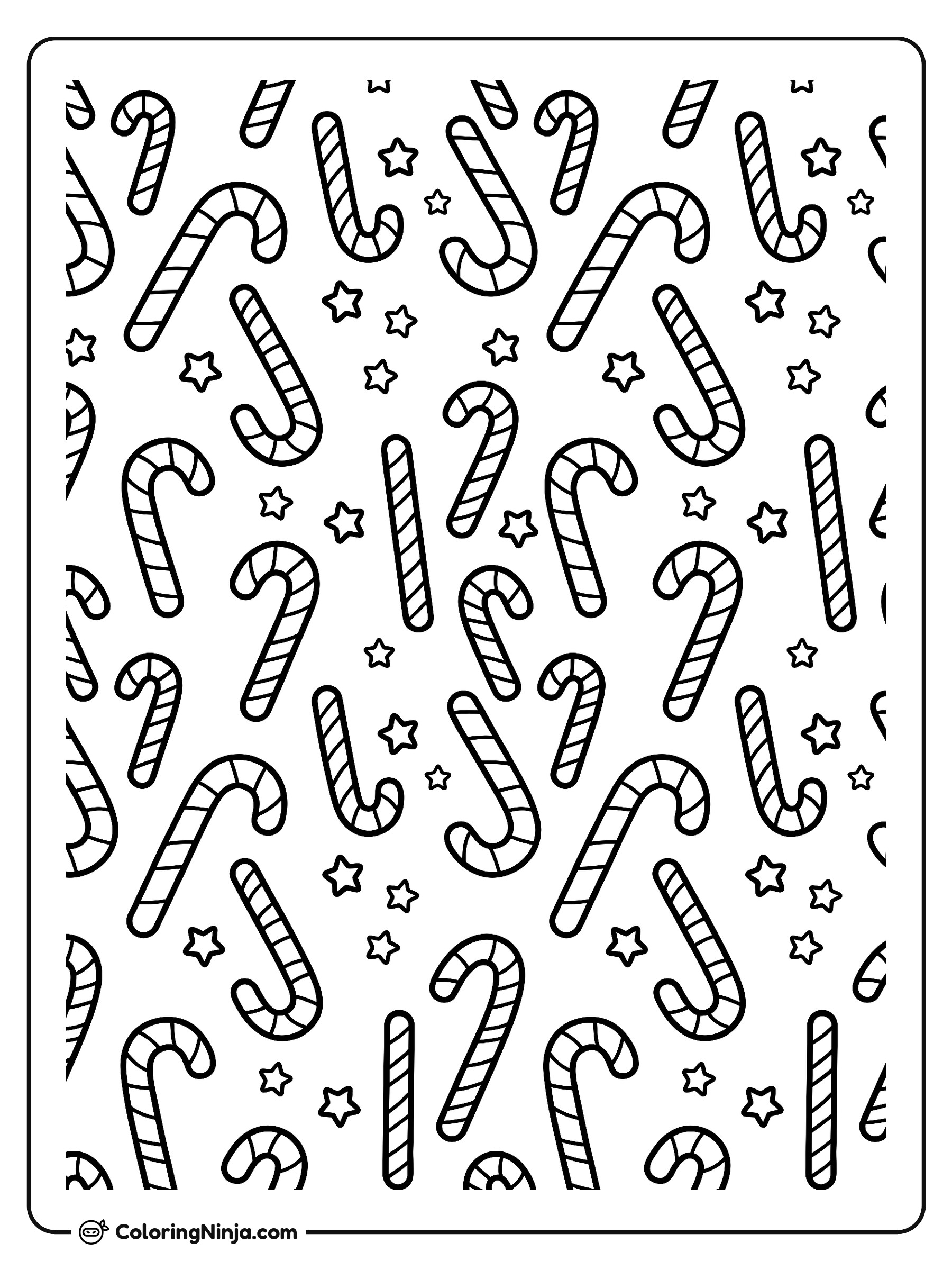 Candy Cane Pattern Page Coloring Page