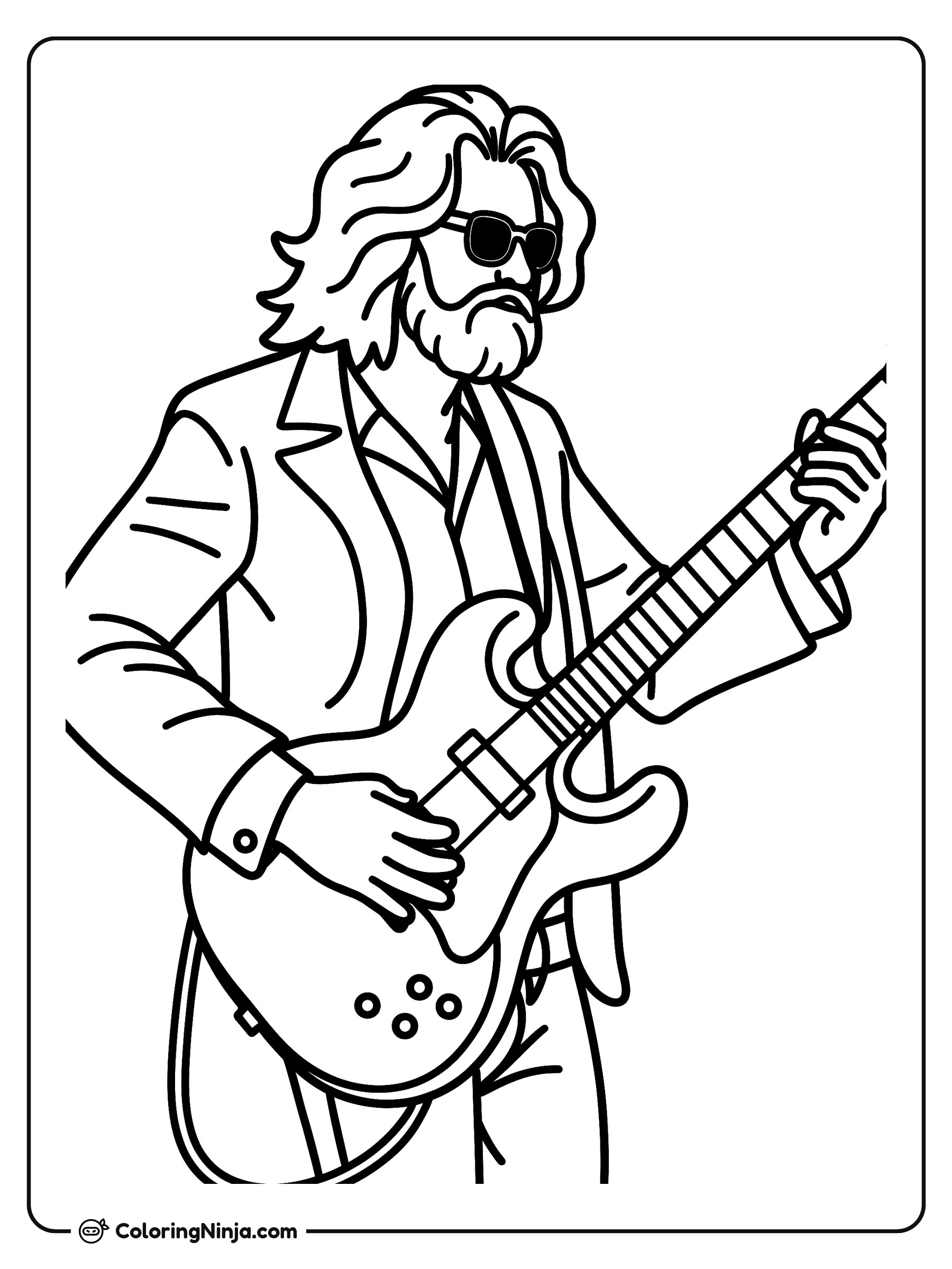 Guitarrista de Rock and Roll: dibujo para colorear