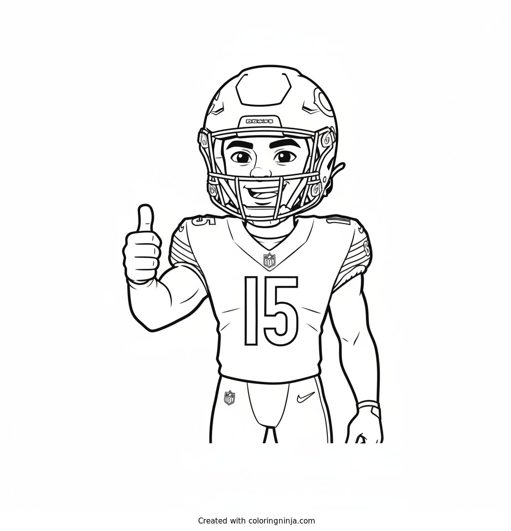 Rome Odunze Cartoon Character Coloring Page